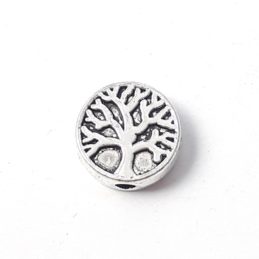 Tree Of Life Metal Round Flat Antique Silver 9mm - 10pcs