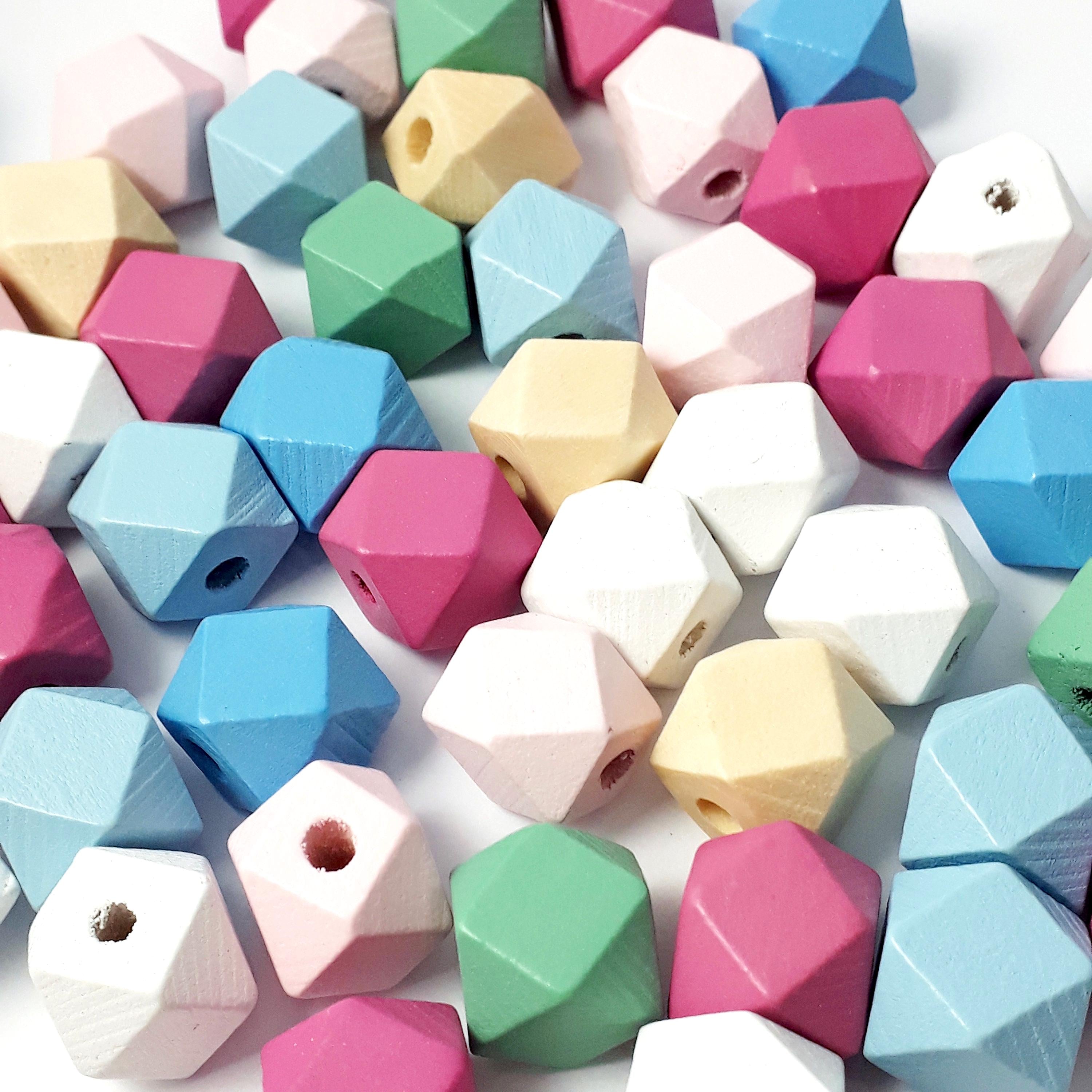 Wood Polygon Mixed Colour 12x12mm - 10pcs