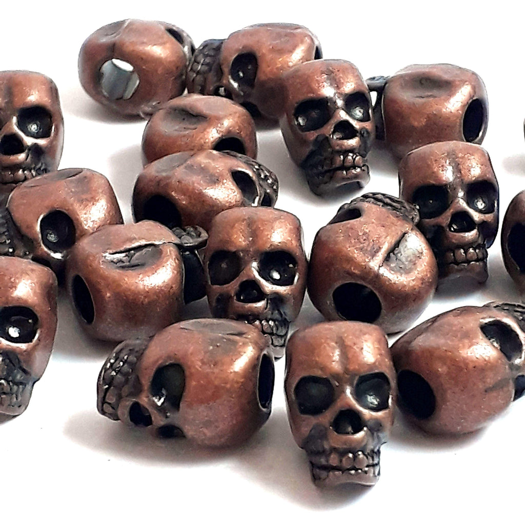 Antique Copper Skull 12x8mm - 6pcs