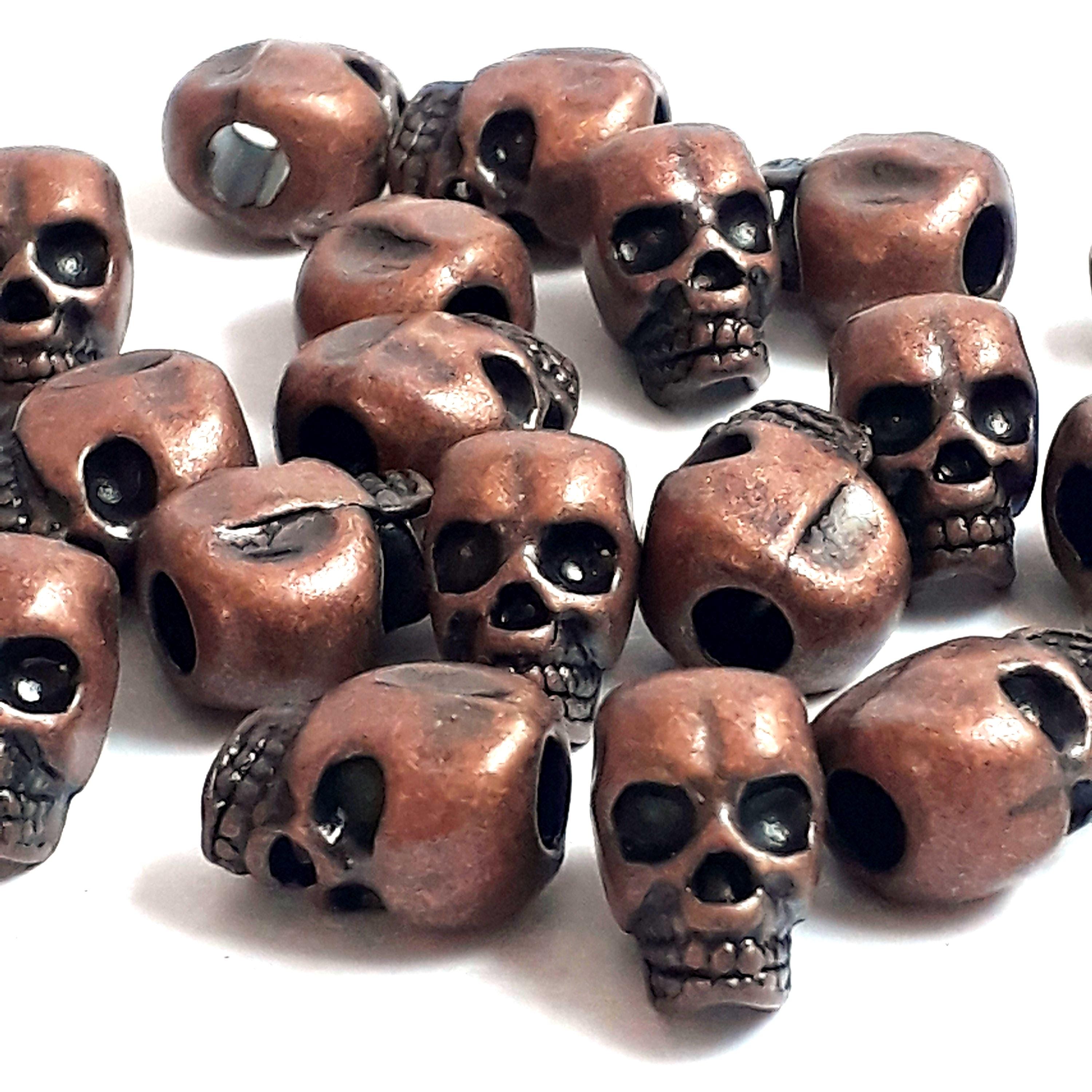Antique Copper Skull 12x8mm - 6pcs