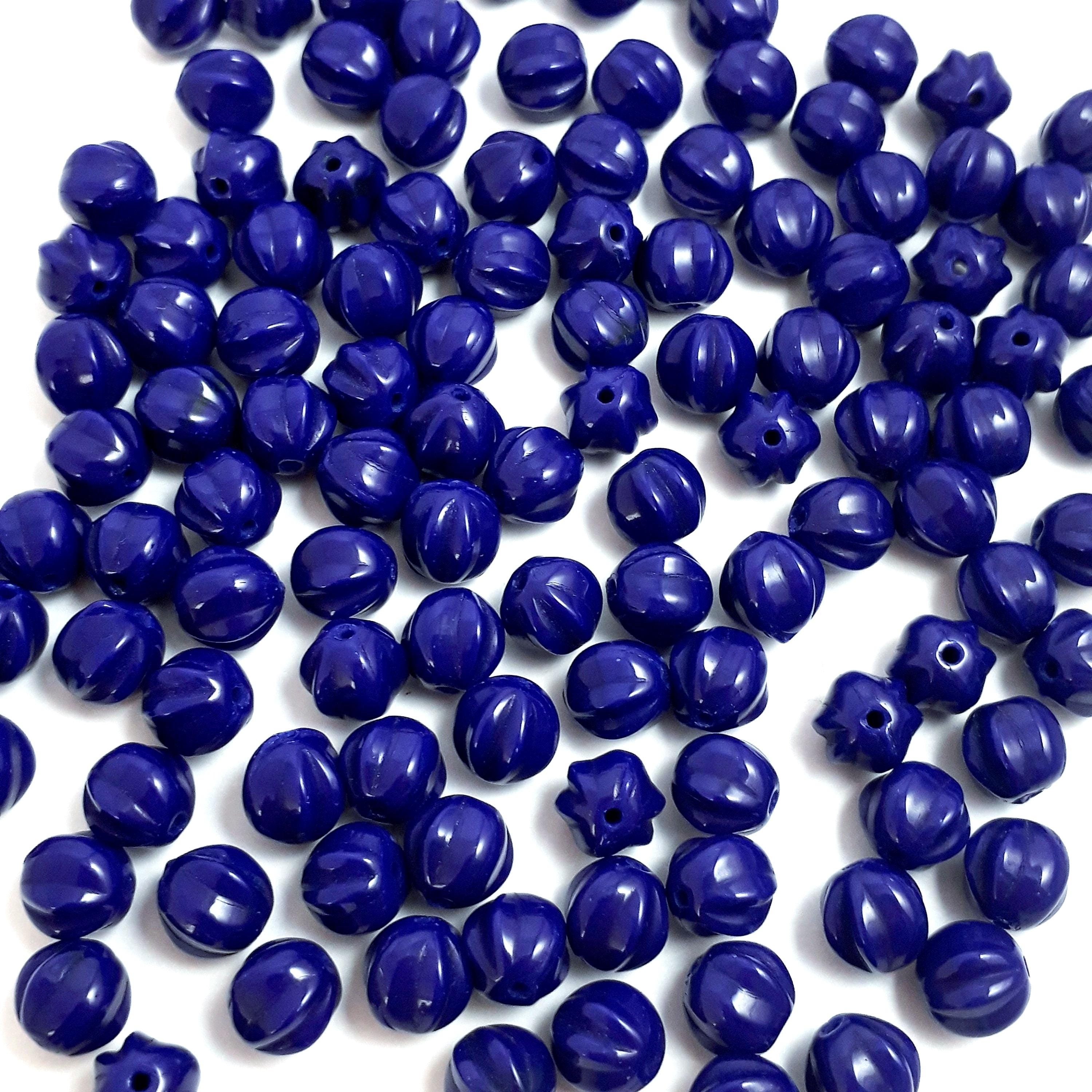 Dark Blue Fluted Round Czech Glass 6mm - 30pcs