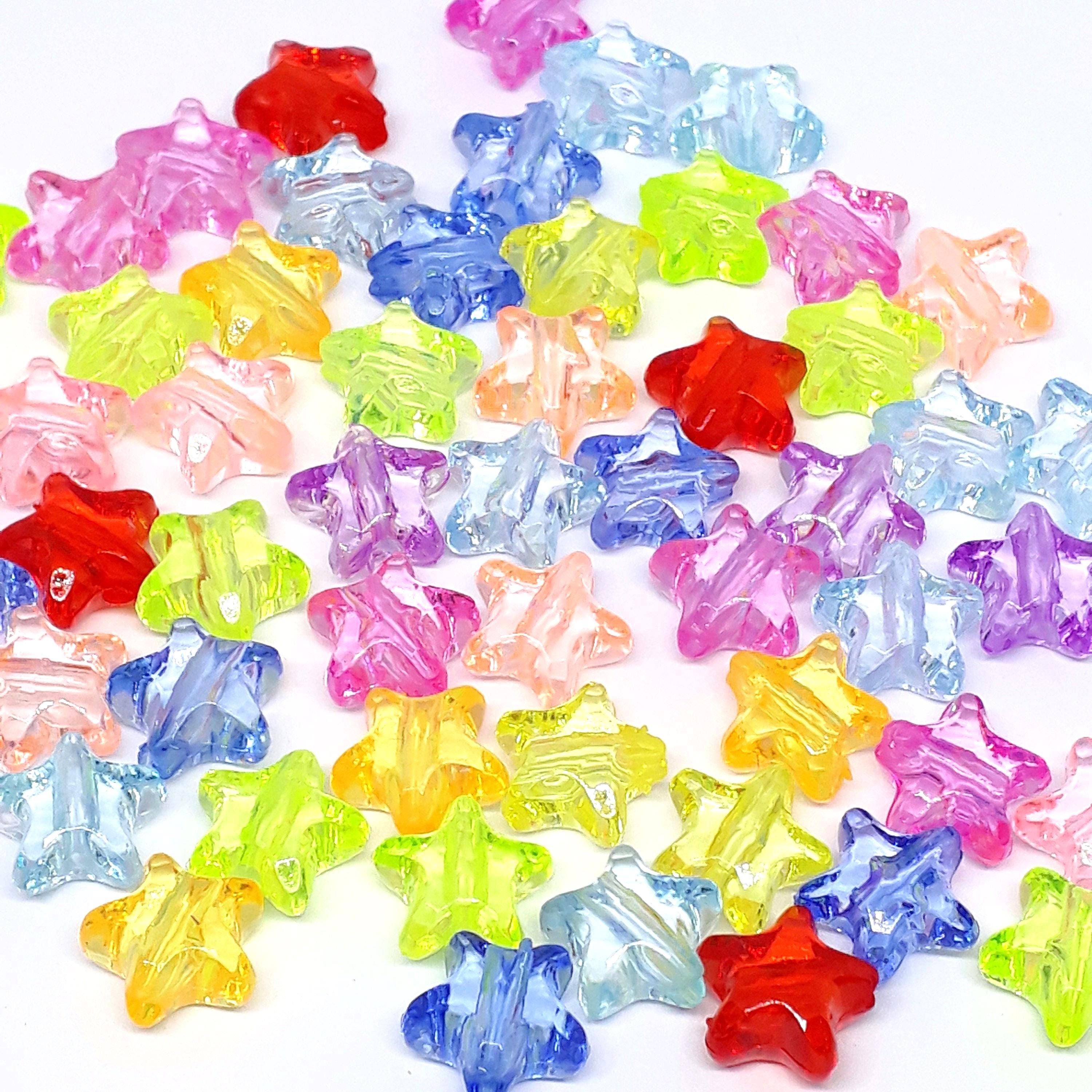 50pcs Mixed Colour Star Transparent Acrylic 12x11mm - 50pcs