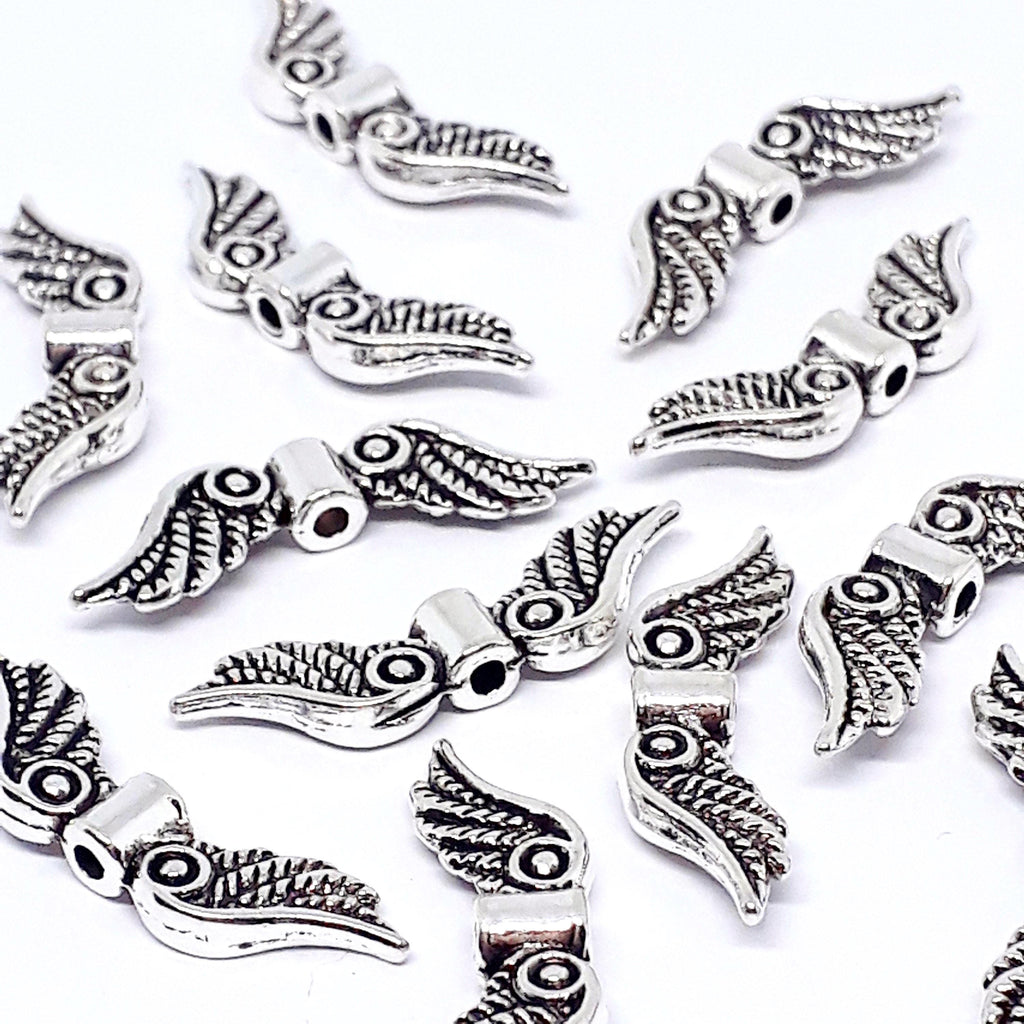 Angel Wing Antique Silver 23x7mm - 10pcs