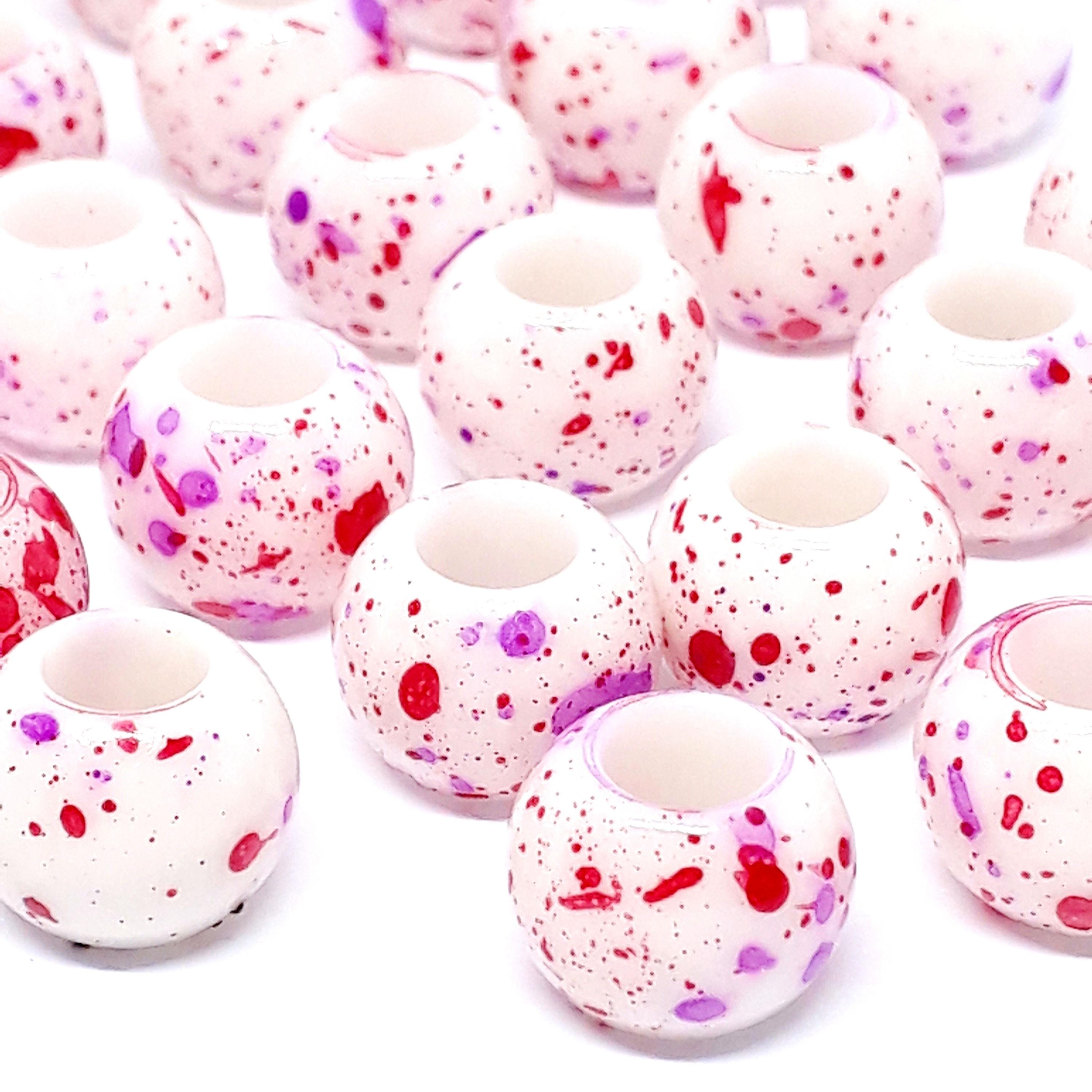 Red & Purple Mottled Acrylic Pony 10mm - 50pcs