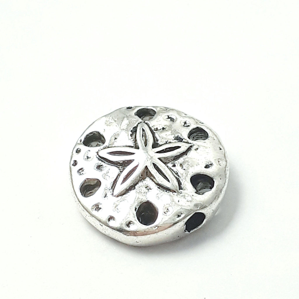 Starfish Hammered Round Antique Silver 15mm - 4pcs