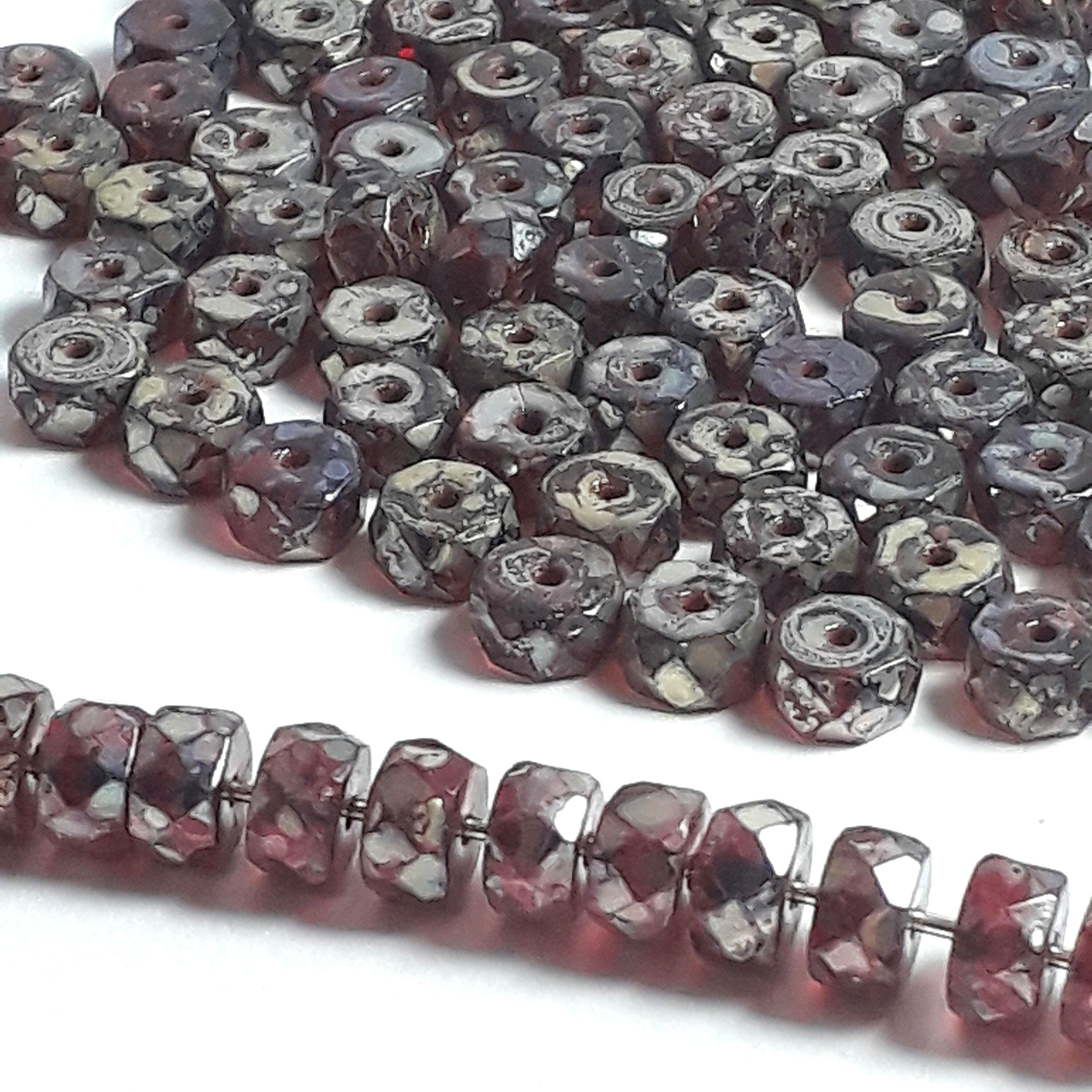 Cherry Red & Metallic Lustre Czech Glass Rondelle 6x3mm - 10pcs
