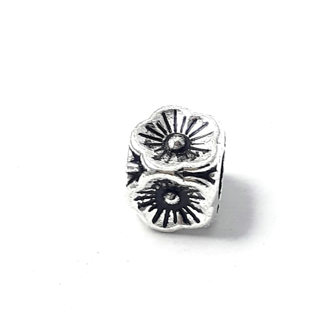 Flower Cube Antique Silver 5mm - 20pcs