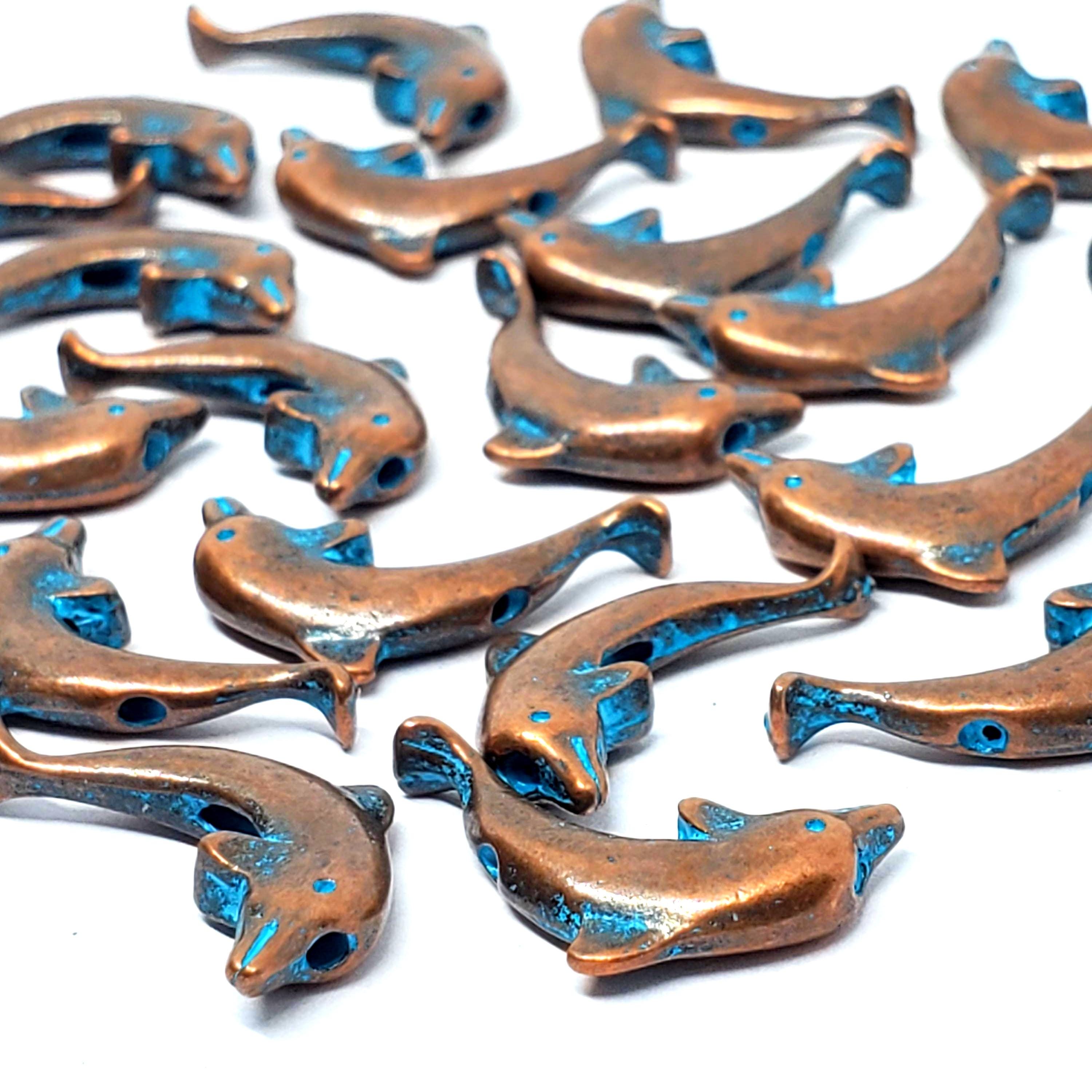 Patina Dolphin Antique Copper 19x11mm - 10pcs