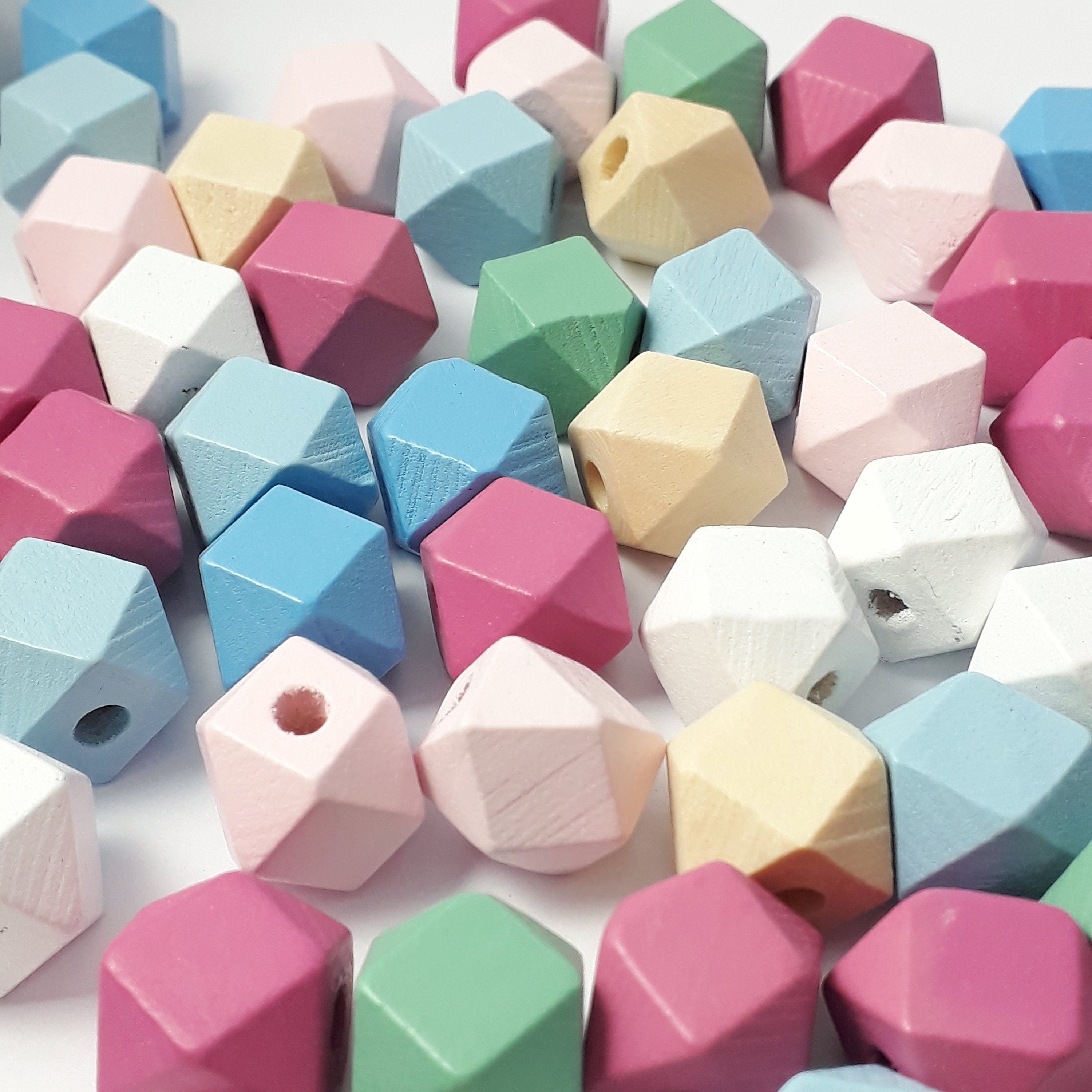 Wood Polygon Mixed Colour 12x12mm - 10pcs