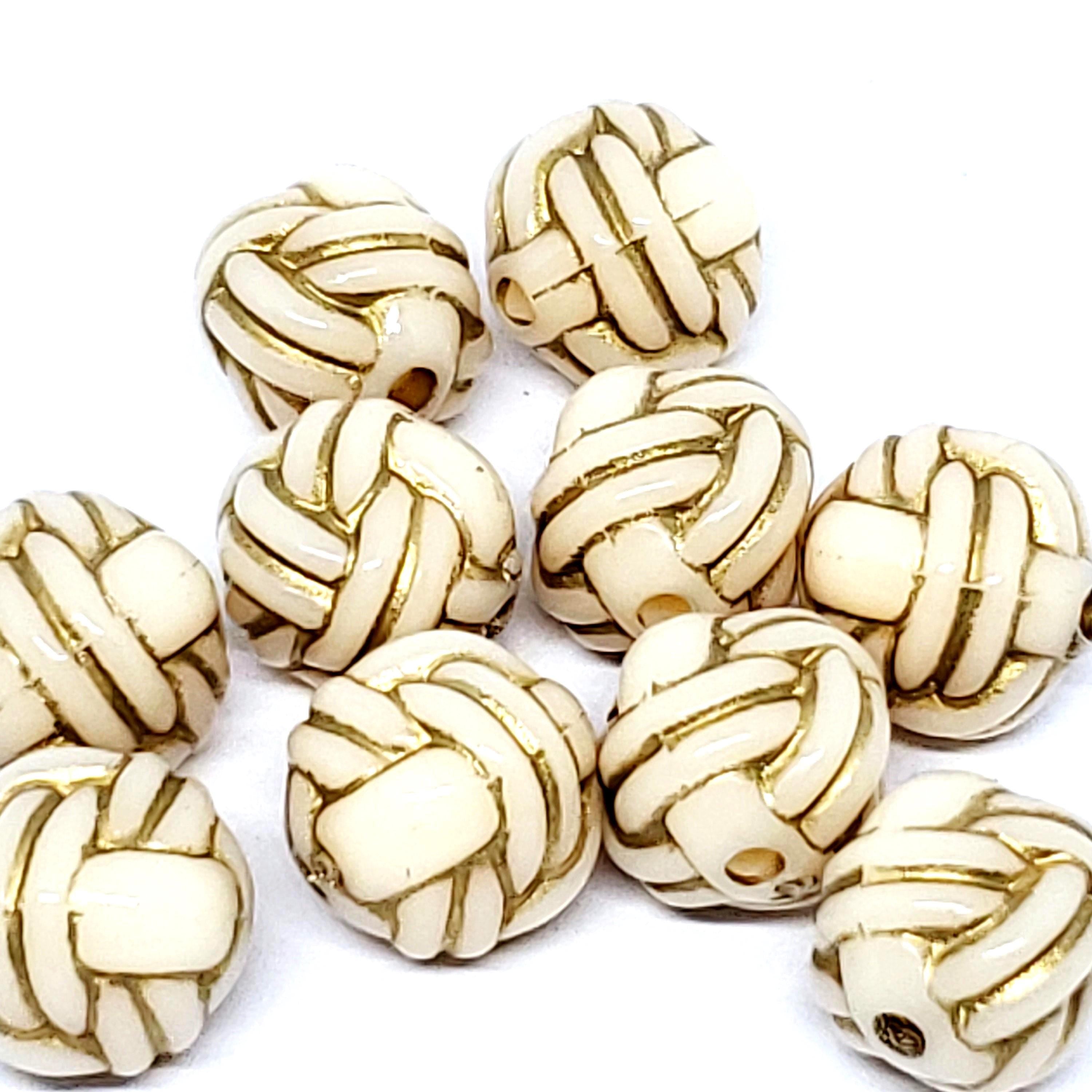 Beige & Gold Resin Knot Rope 11mm - 2pcs