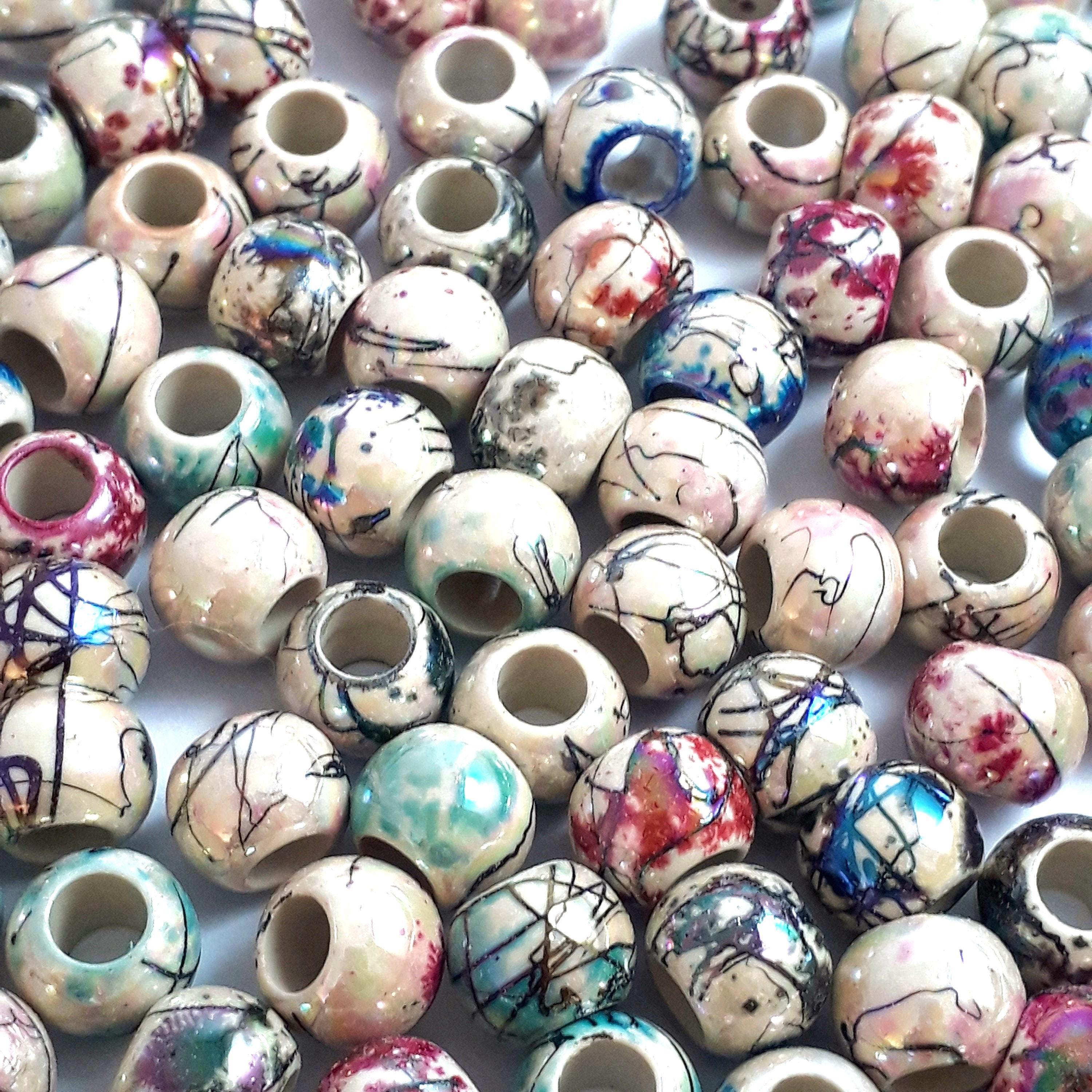 Acrylic AB Drawbench Patterned Pony 8x6mm - 50pcs