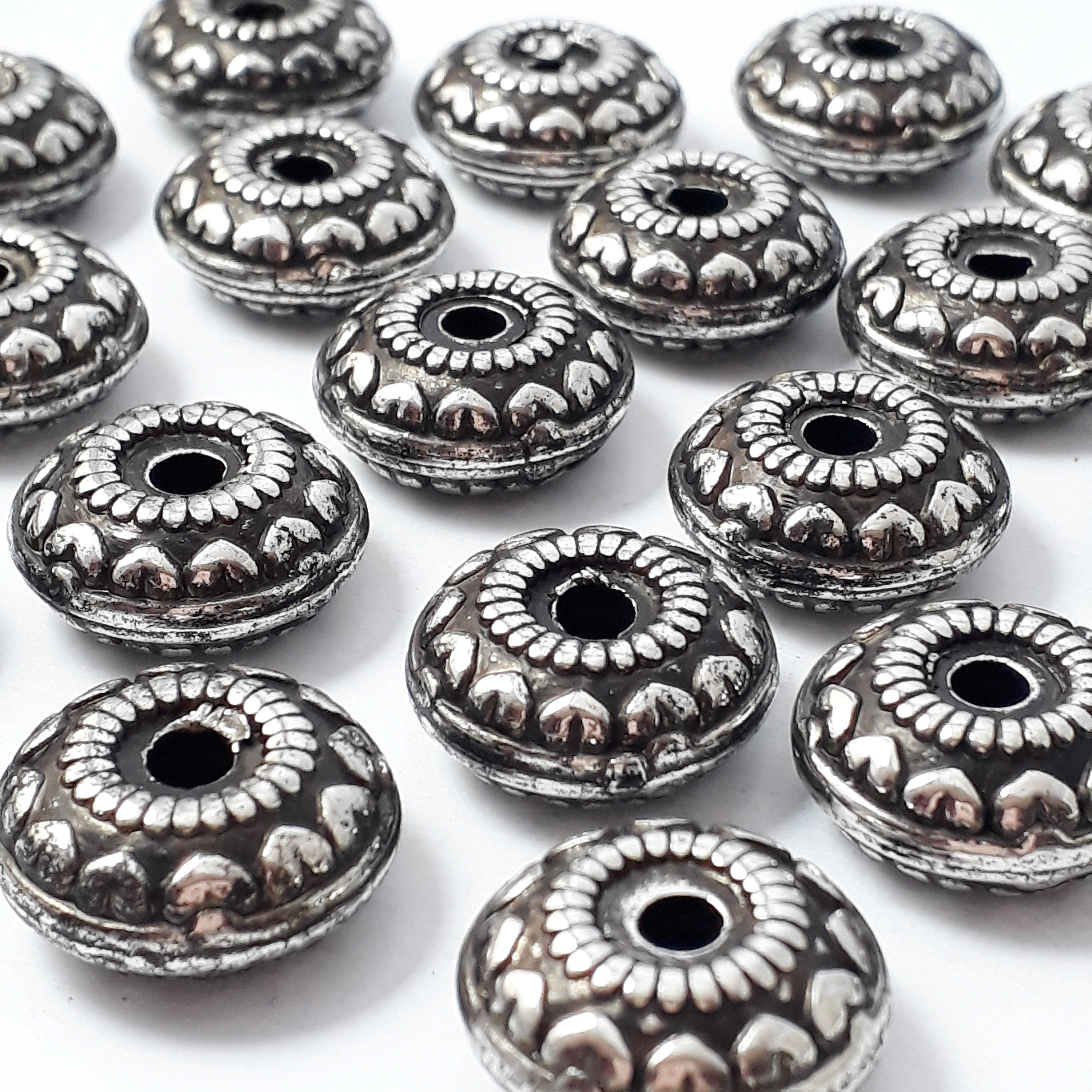 Heart Pattern Silver & Black Plastic CCB Donut 18mm - 5pcs