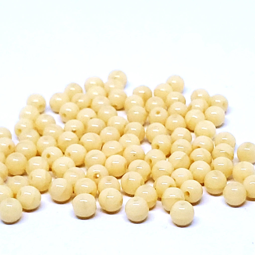 Beige Czech Pressed Glass Round Druk 4mm - 60pcs