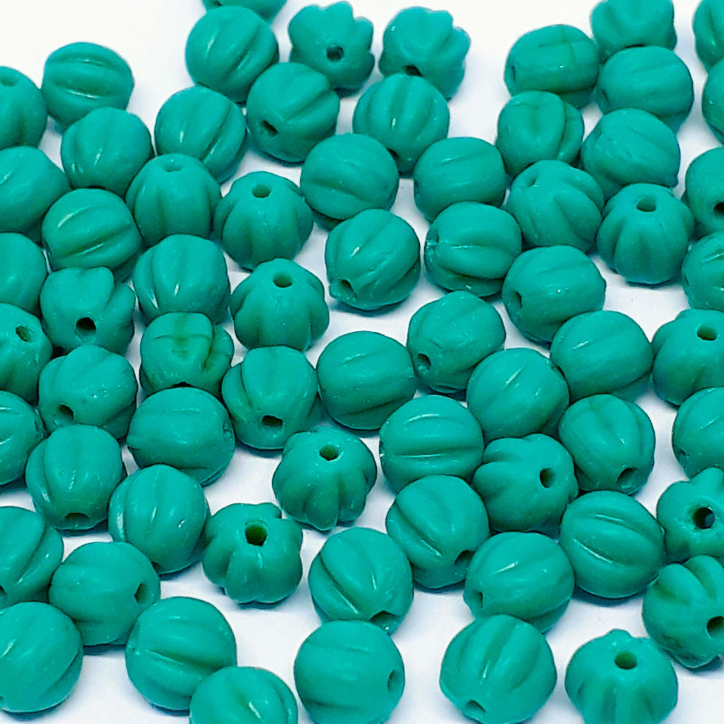 Matte Teal Fluted Czech Glass 4mm - 40pcs