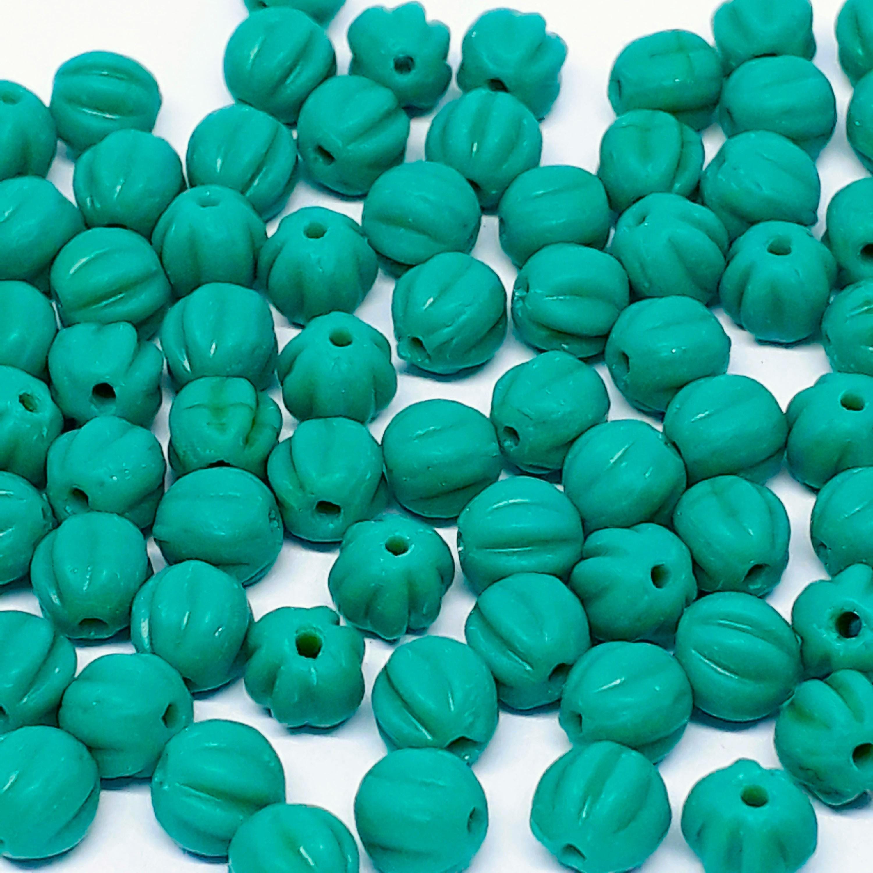 Matte Teal Fluted Czech Glass 4mm - 40pcs