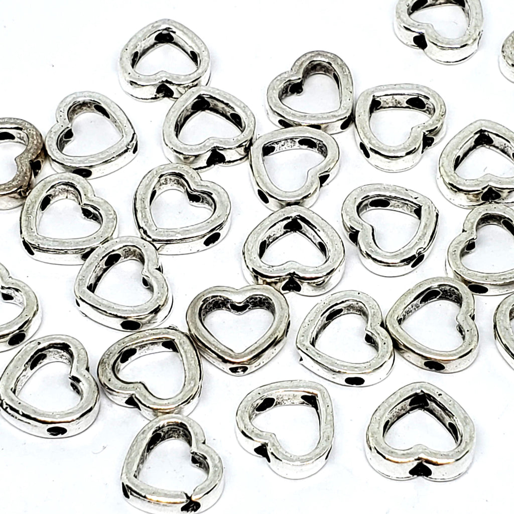 Hollow Heart Antique Silver 11x10mm - 10pcs