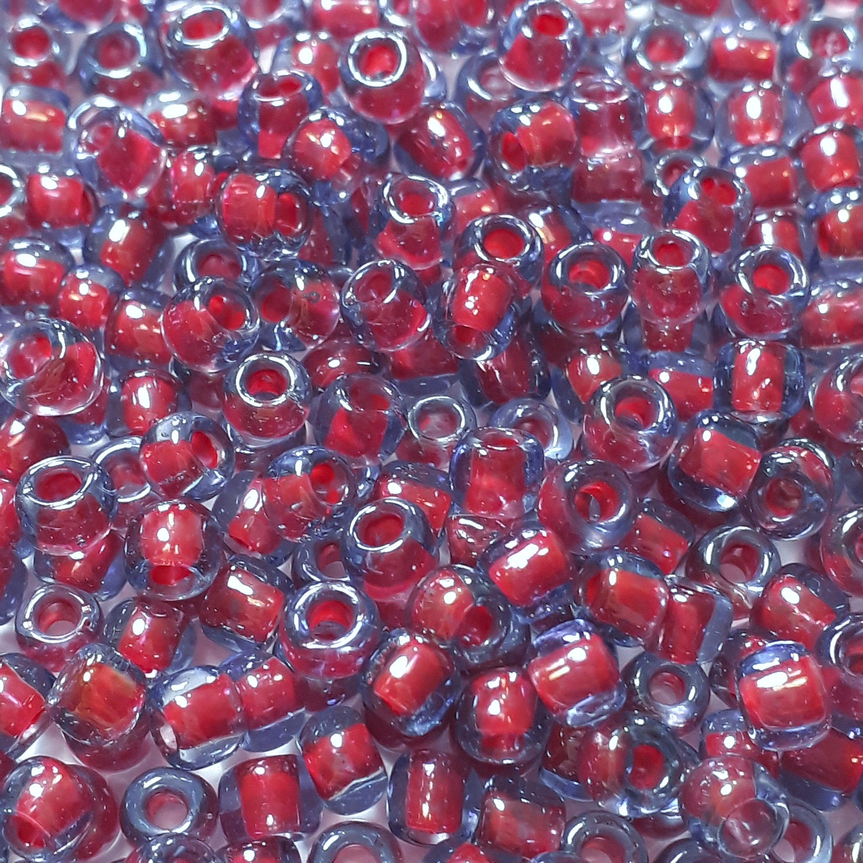 Light Sapphire / Hyacinth Red-Lined TOHO Seed Glass 6/0 - 10g