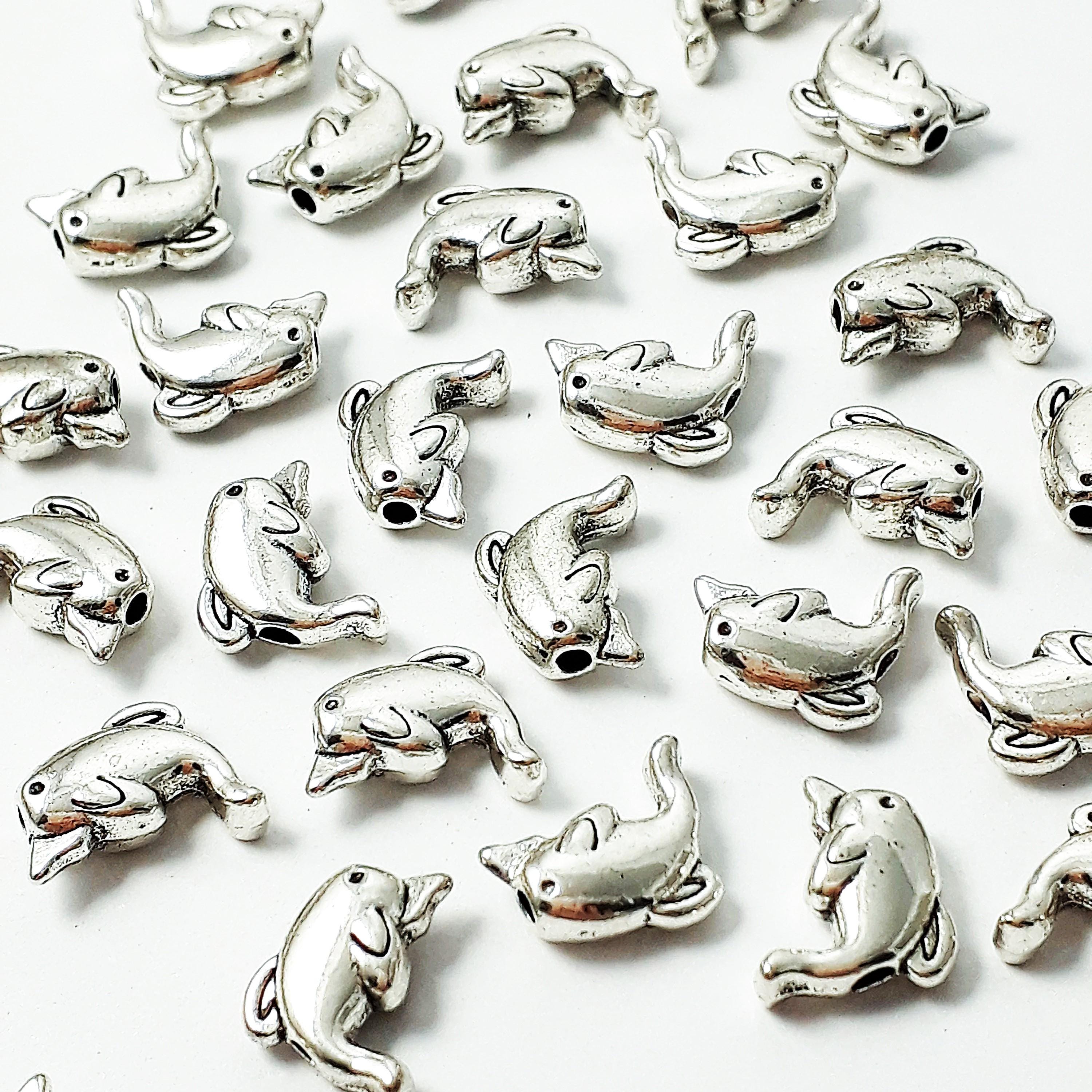 Dolphin Antique Silver 10x7mm - 20pcs