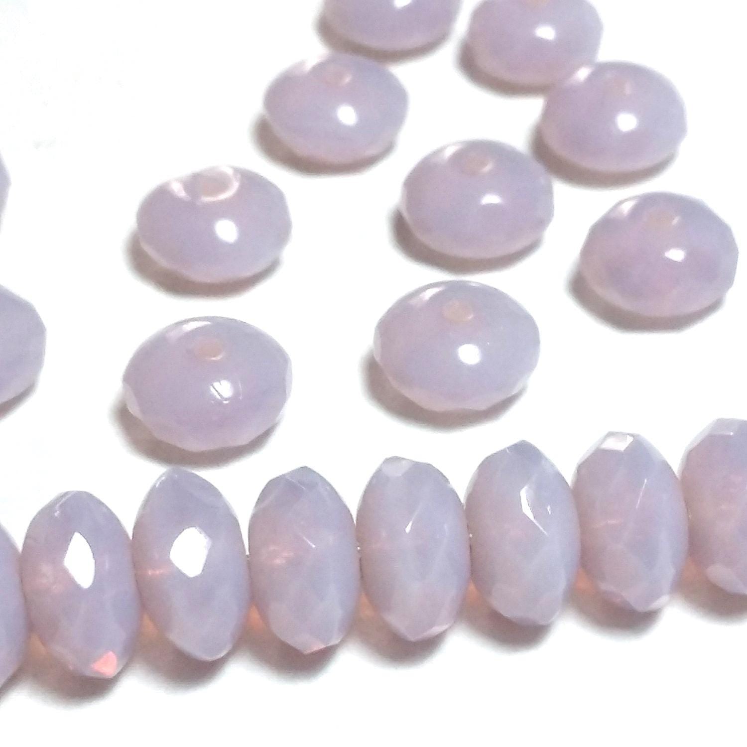 Pale Pink Faceted Czech Glass Rondelle 7x4mm - 20pcs