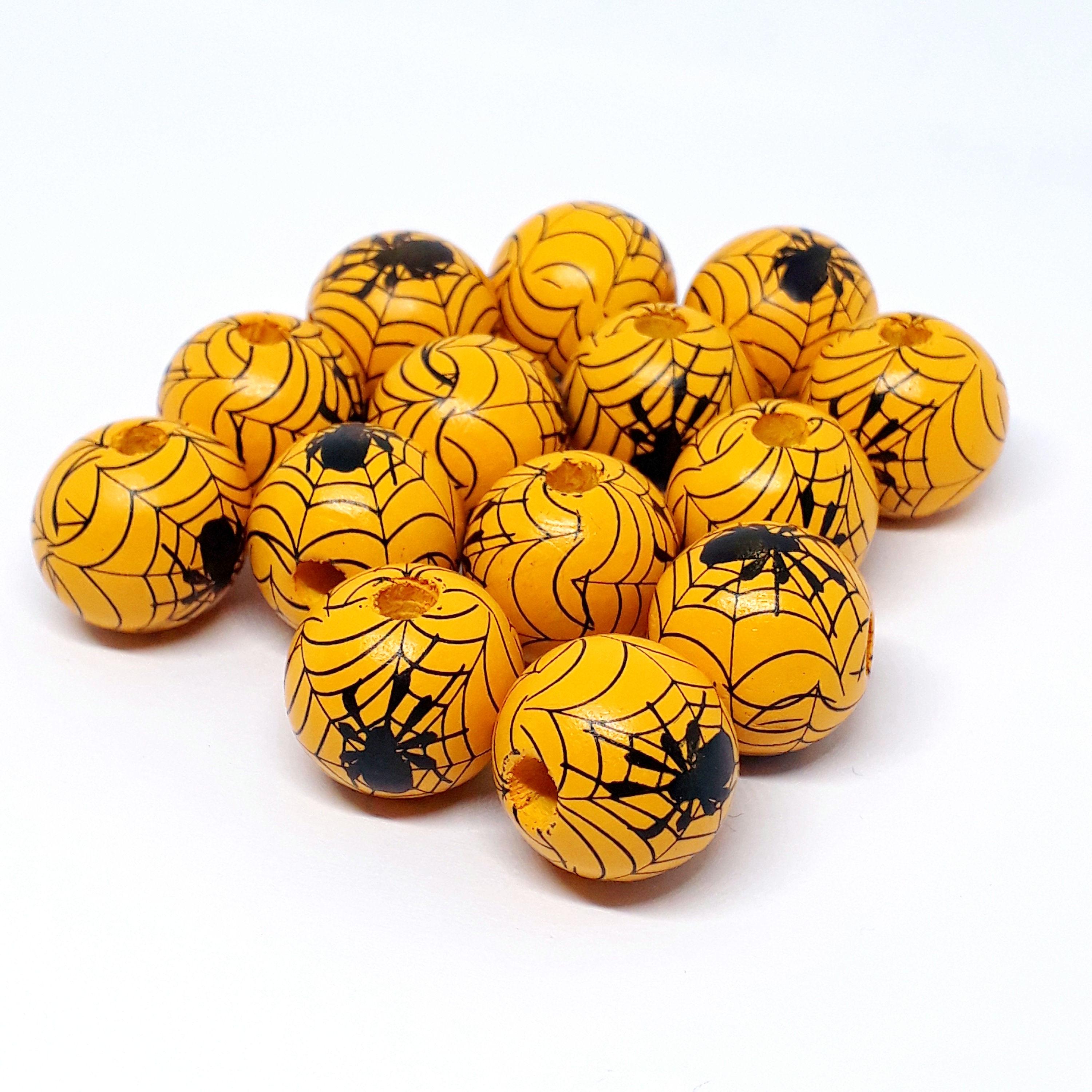 Spider Web Dark Yellow Wood 16x15mm - 5pcs