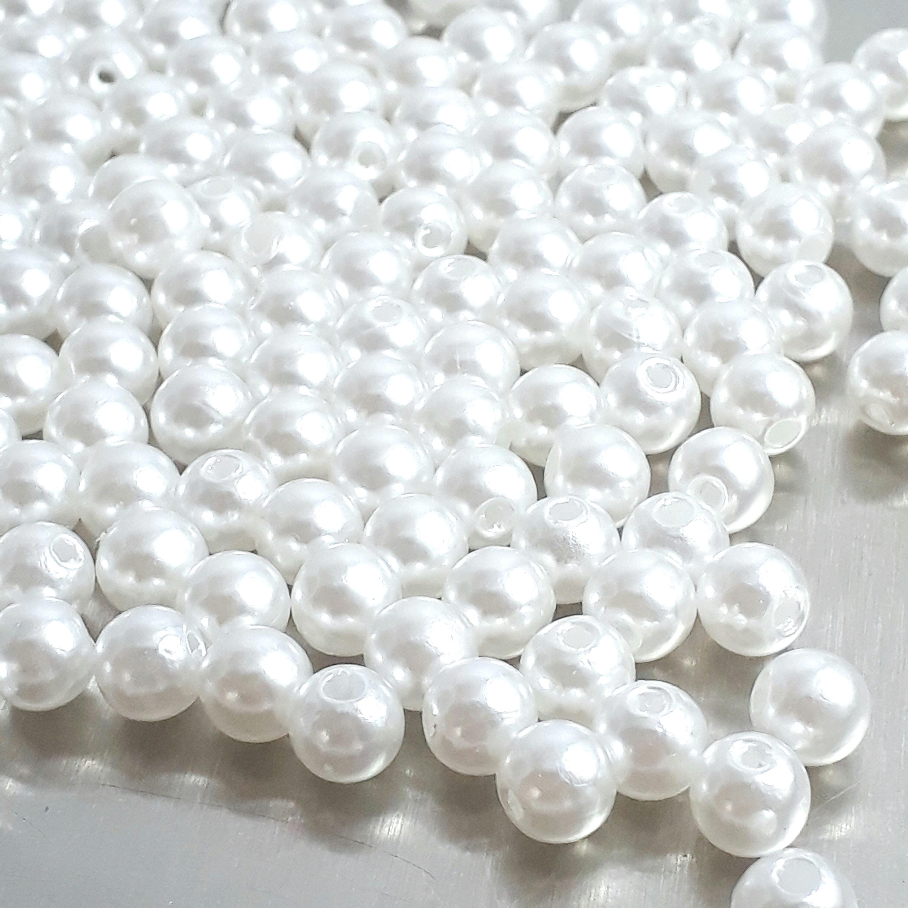 Acrylic White Pearls Round 6mm - 100pcs