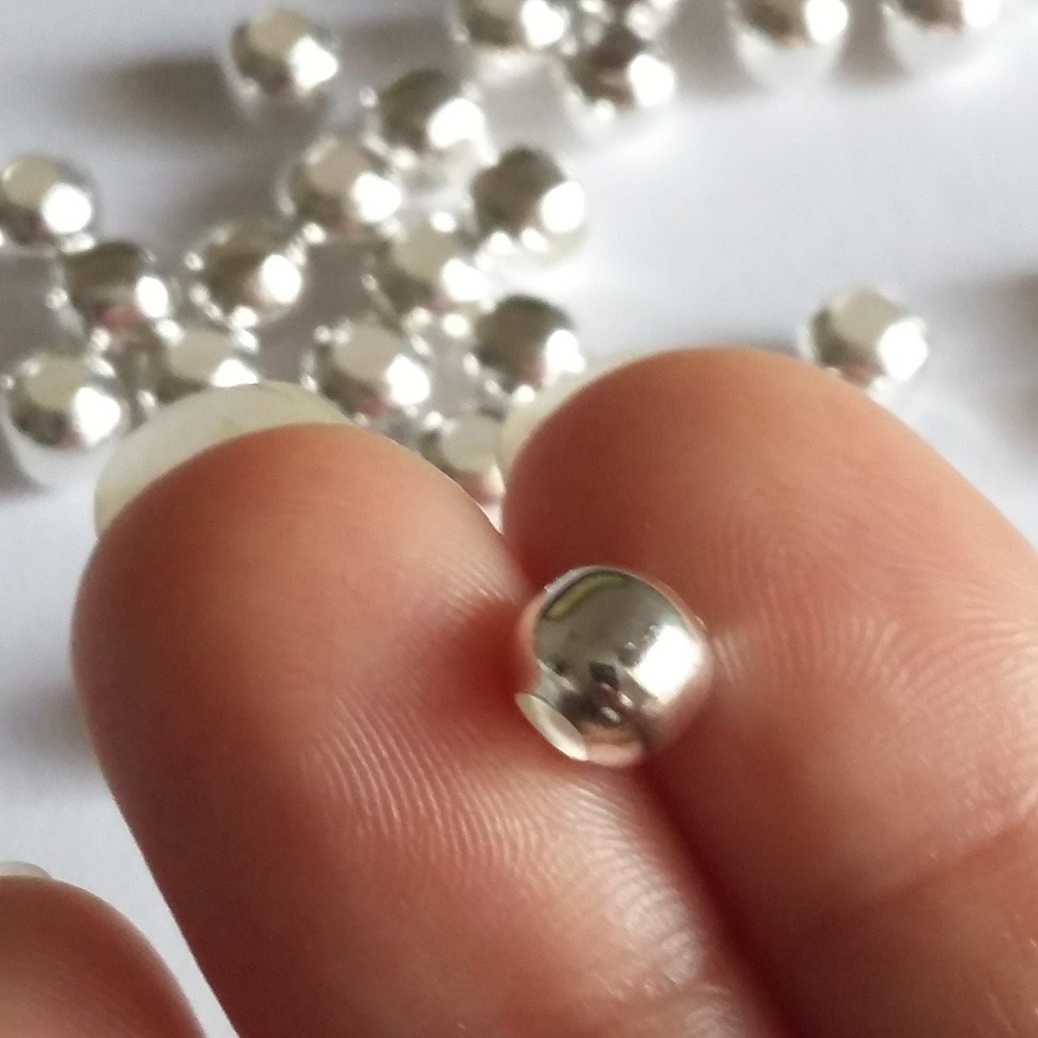 Silver Plated Hollow Round 6mm - 50pcs