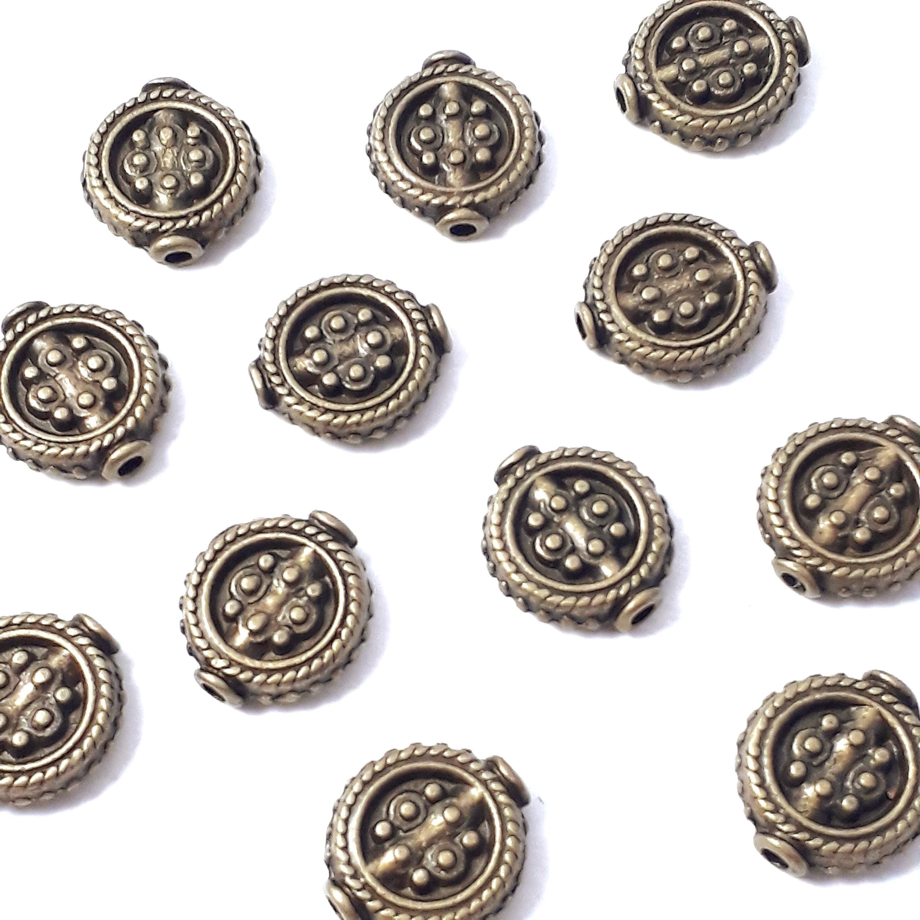 Ornate Coin Antique Bronze 13x12mm - 6pcs