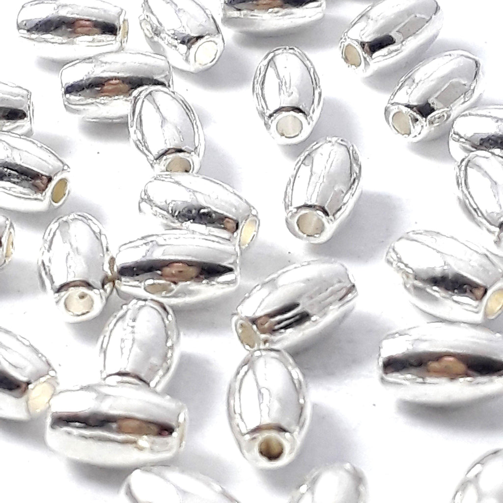 Smooth Oval Silver Plated 6x4mm - 25pcs