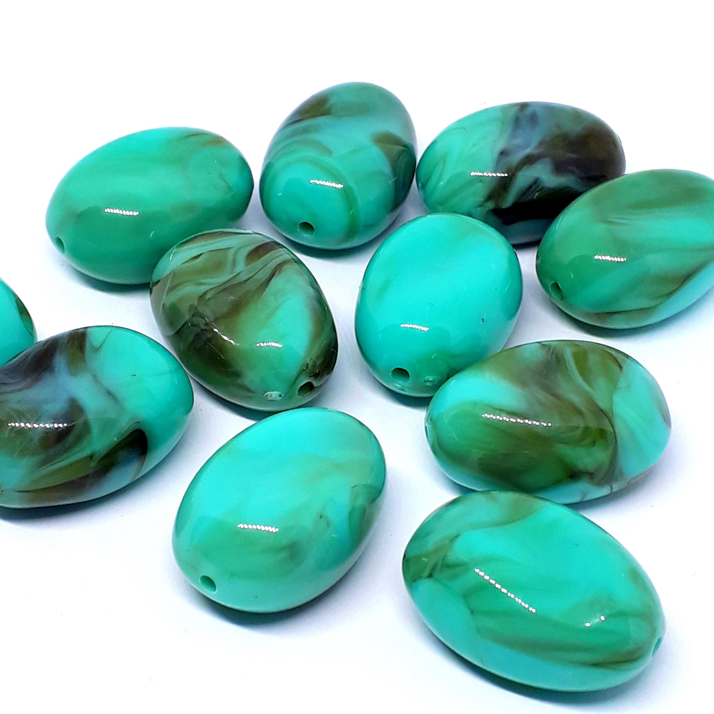 Green Turquoise Acrylic Twisted Teardrop 24x17mm - 5pcs