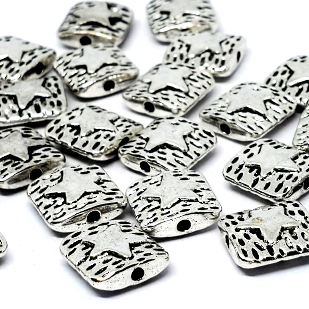 Square Star Antique Silver 10mm - 10pcs