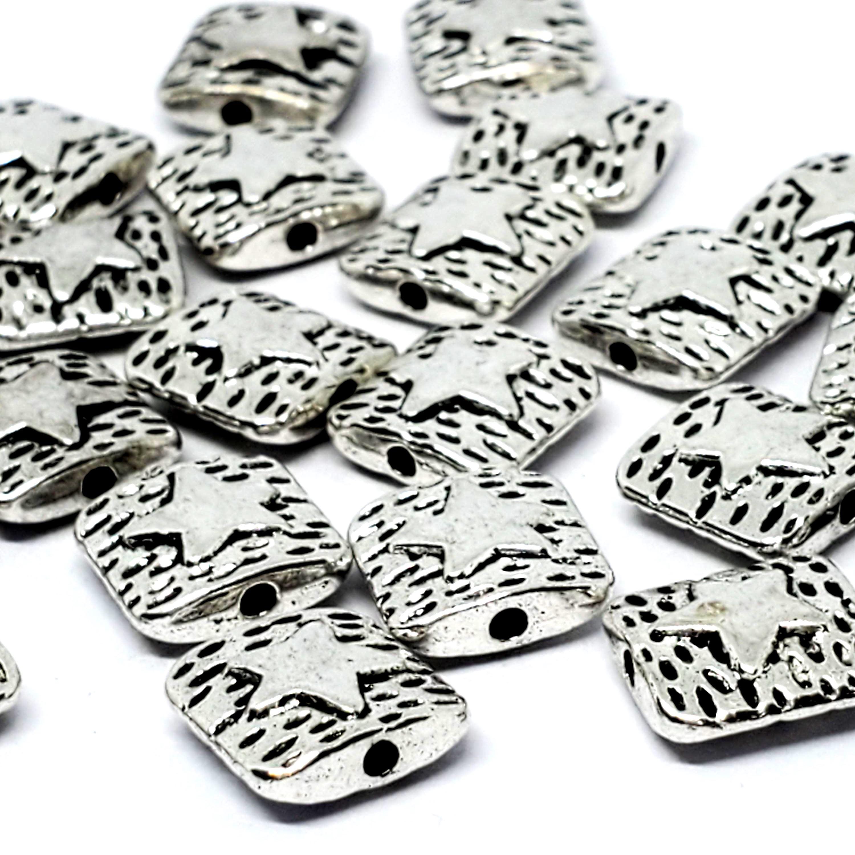 Square Star Antique Silver 10mm - 10pcs