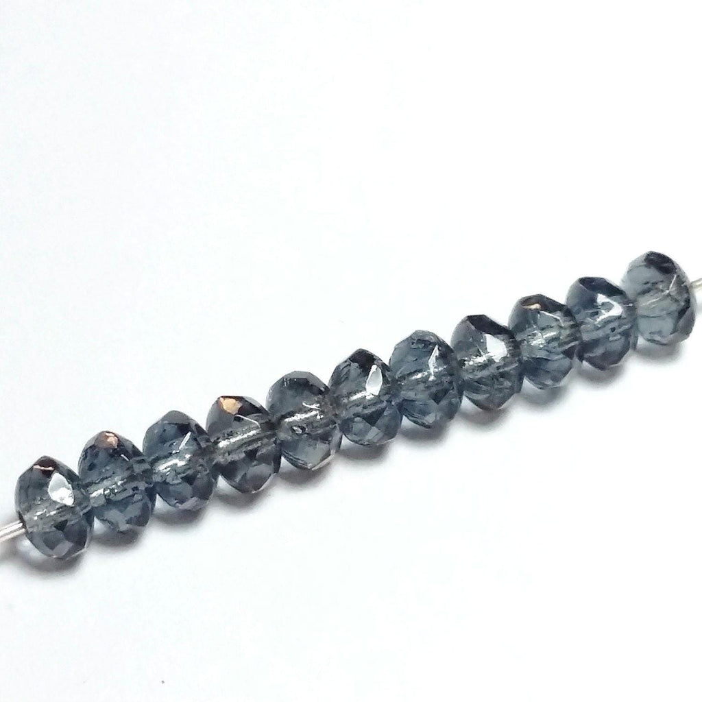 Slate Grey Czech Glass Rondelle 5x3mm - 40pcs