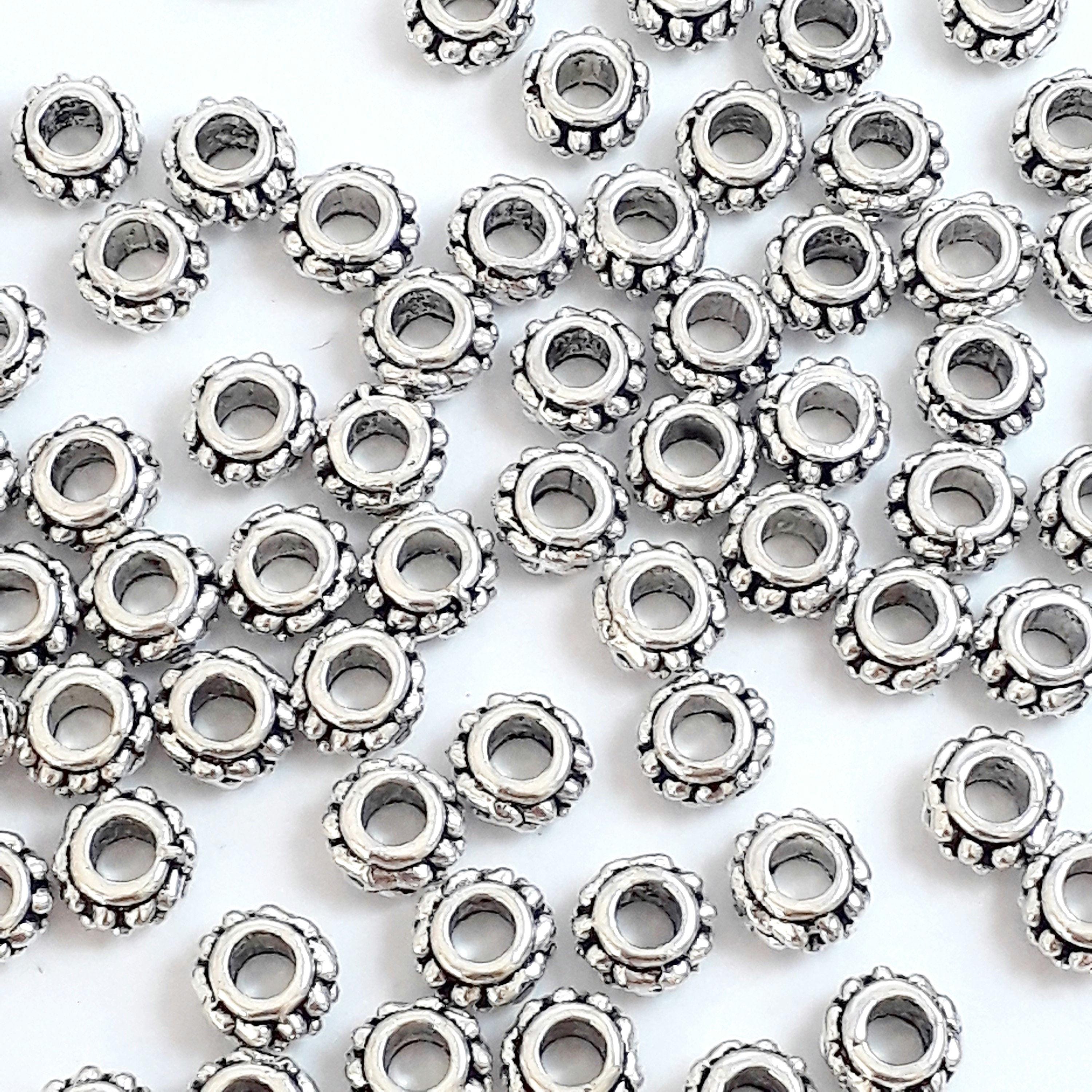 Donut Dotted Spacer Antique Silver 7x4mm - 20pcs