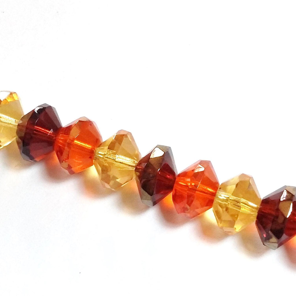 Orange Czech Glass Faceted Bicone 7x11mm - 6pcs
