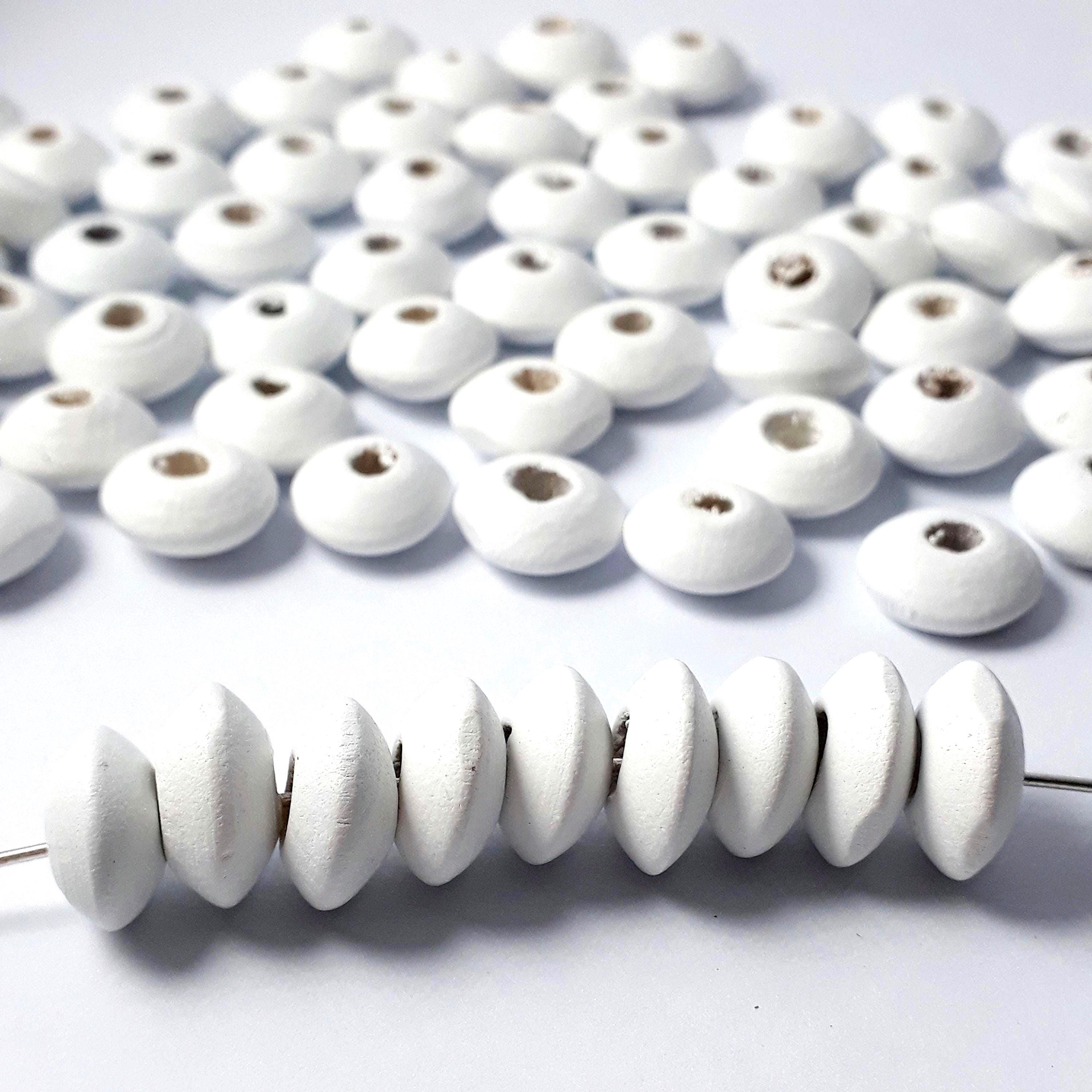 White Wooden Spacer 12mm - 50pcs