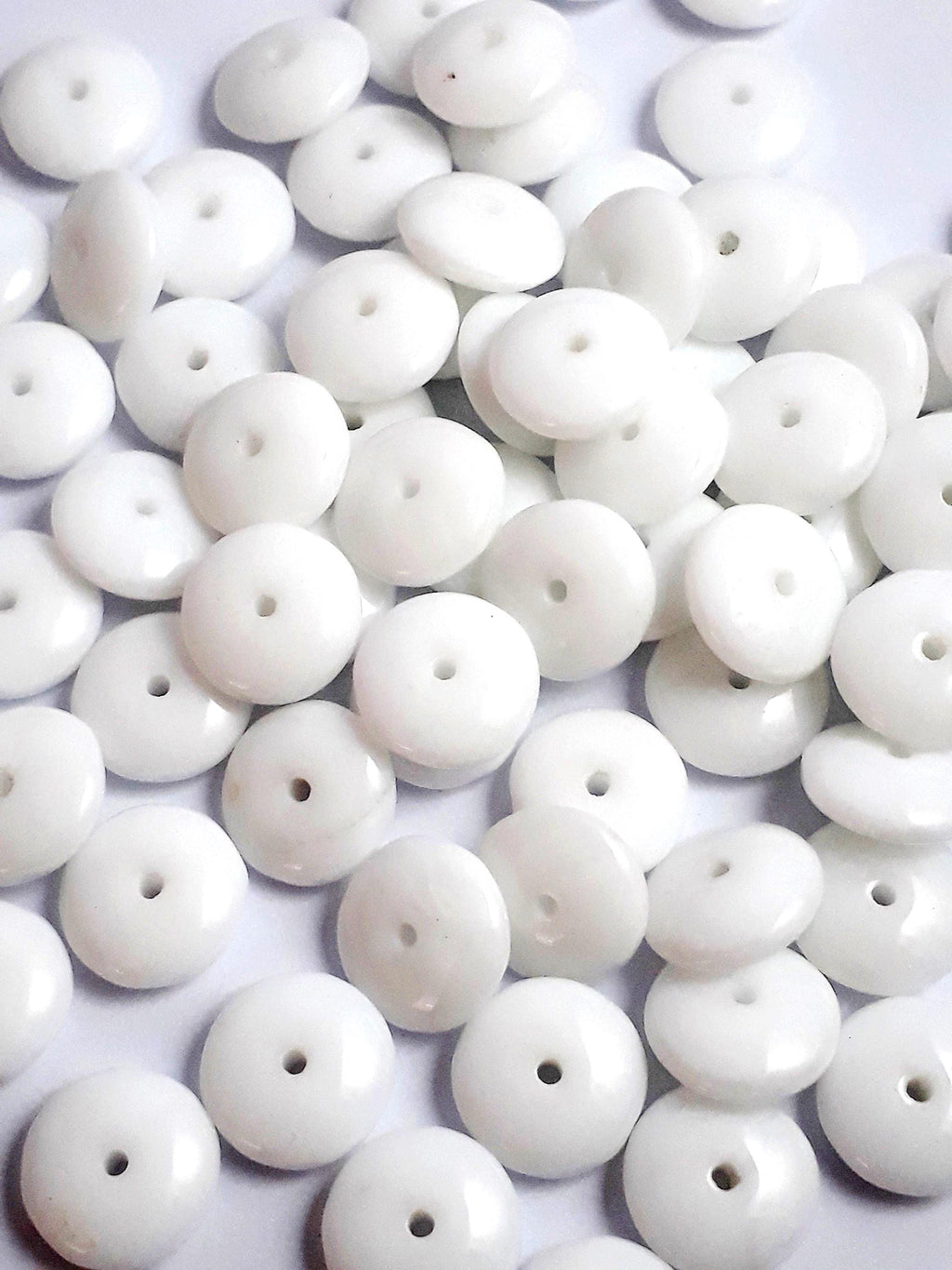 Opaque White Czech Glass Disc 10mm - 20pcs