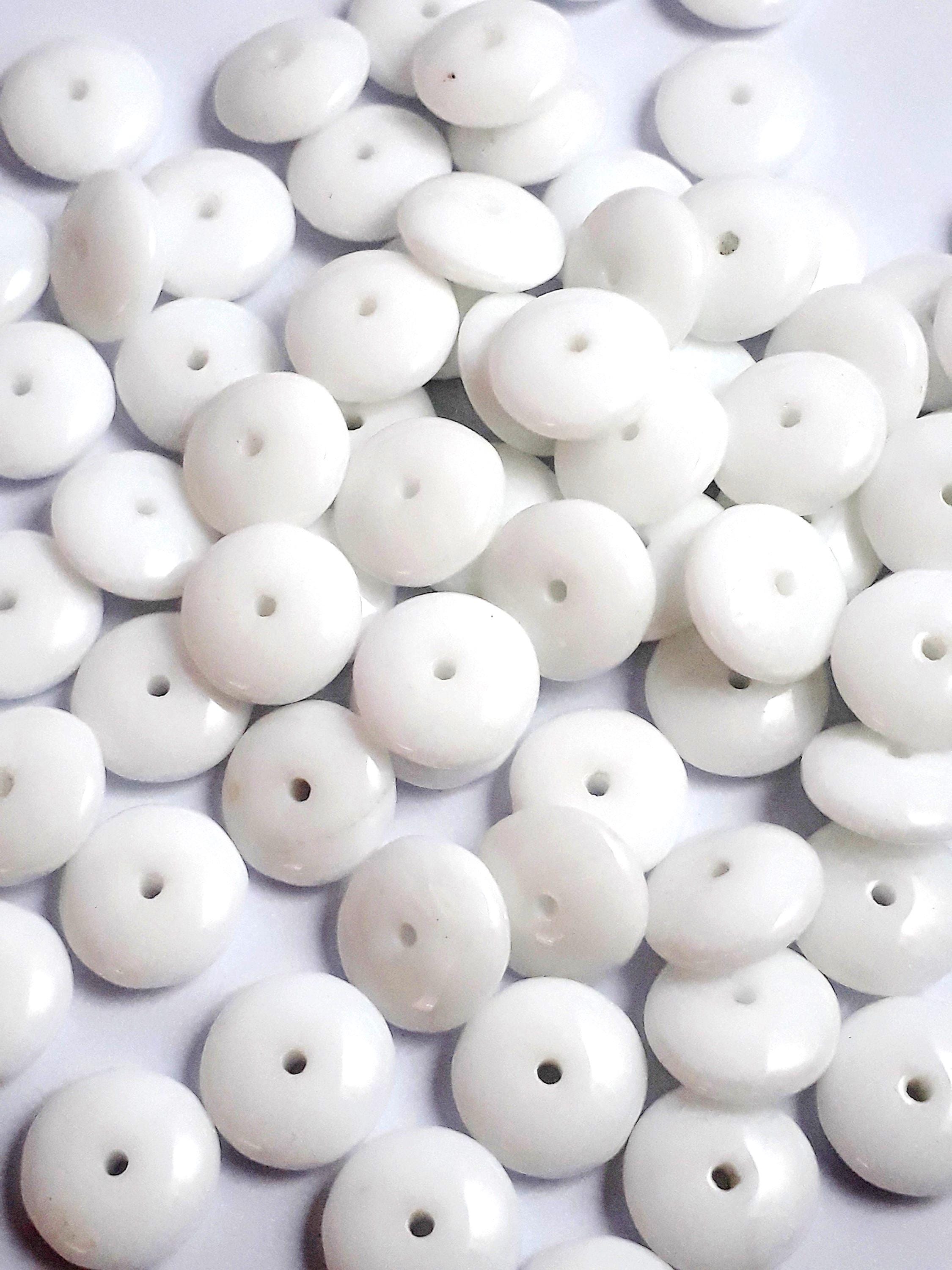 Opaque White Czech Glass Disc 10mm - 20pcs