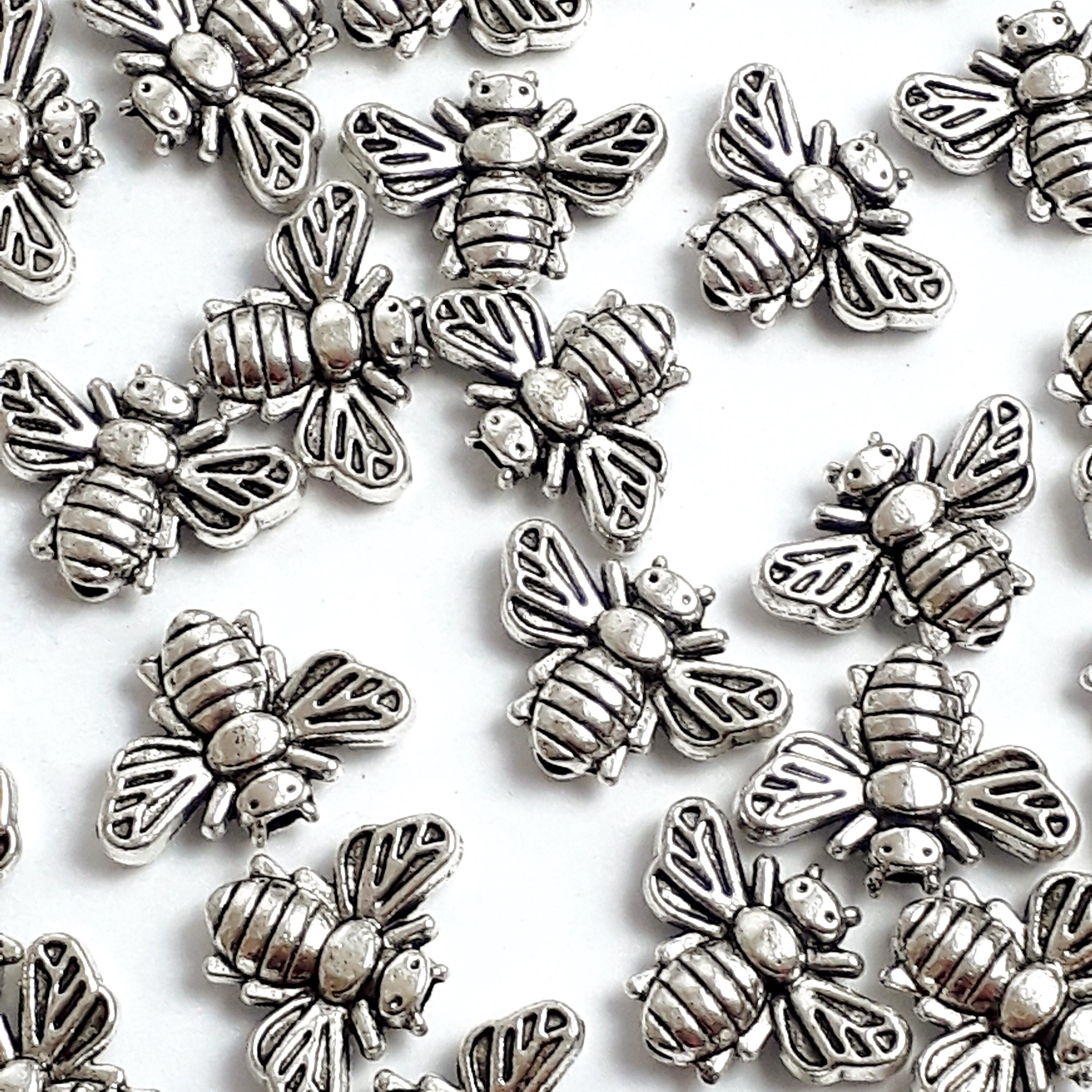 Bumble Bee Antique Silver 13x9mm - 20pcs
