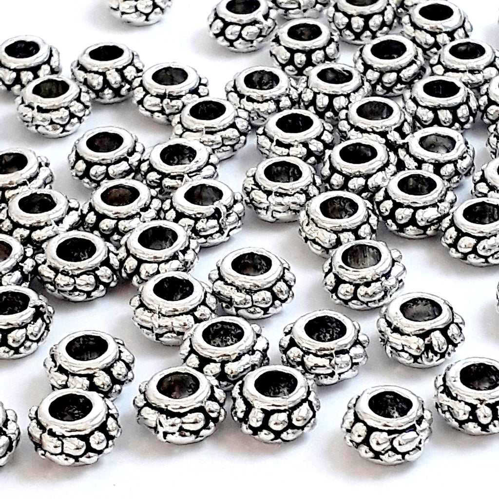 Donut Dotted Spacer Antique Silver 7x4mm - 20pcs