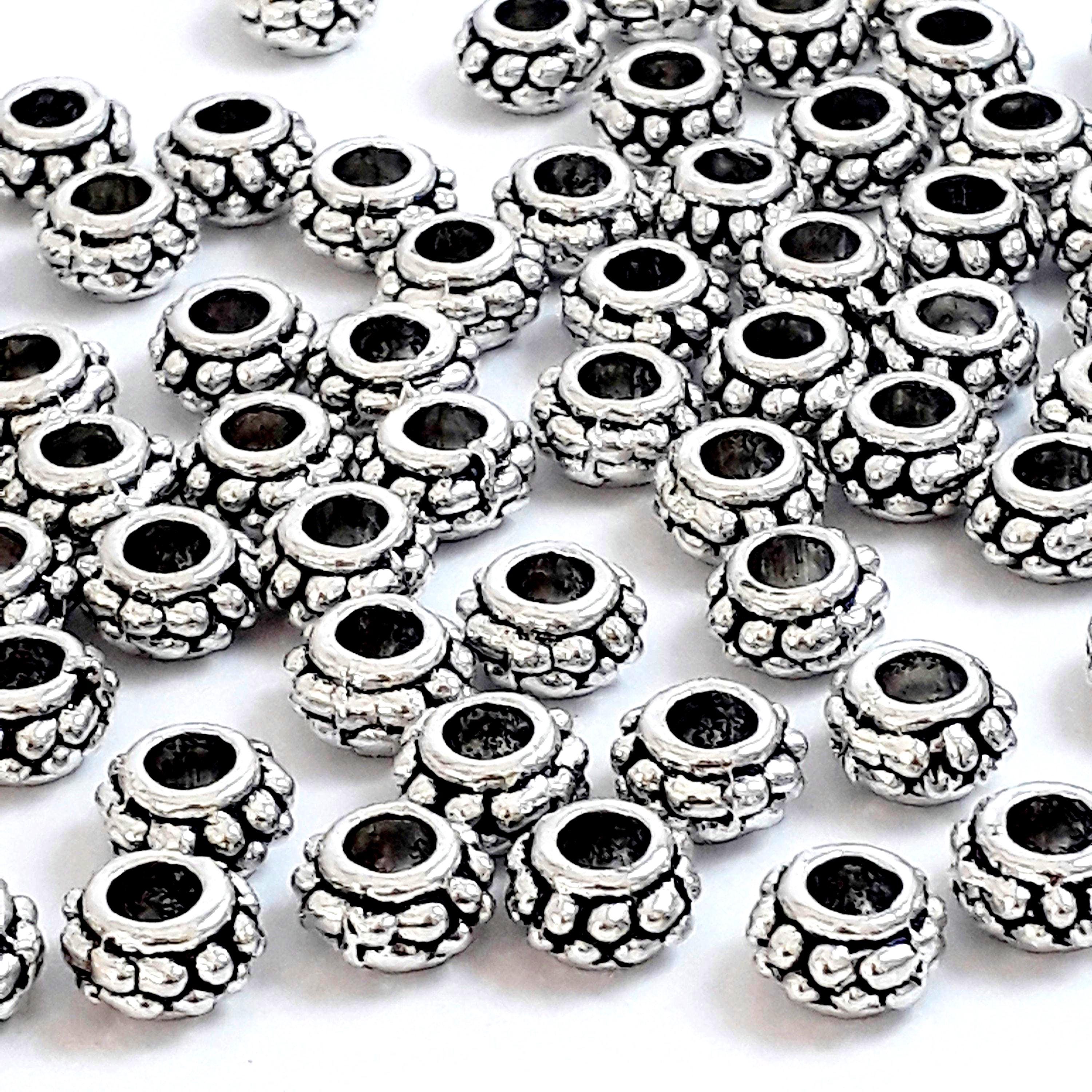 Donut Dotted Spacer Antique Silver 7x4mm - 20pcs