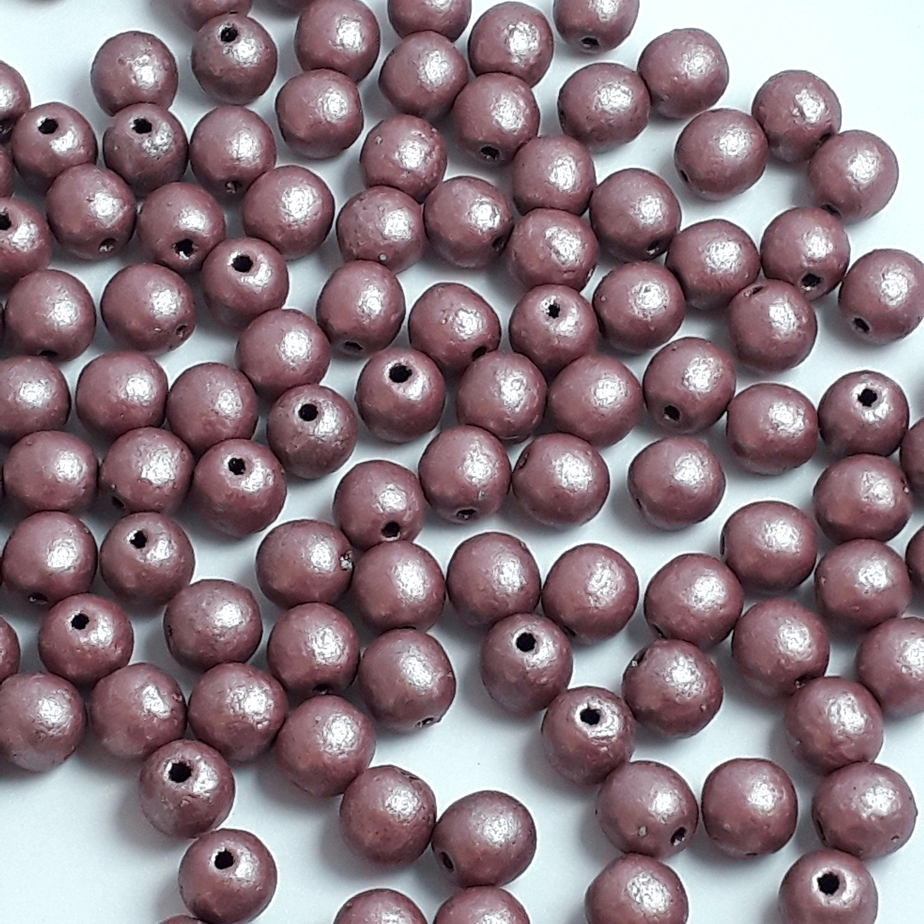 Metallic Purple Czech Glass Round 6mm - 30pcs
