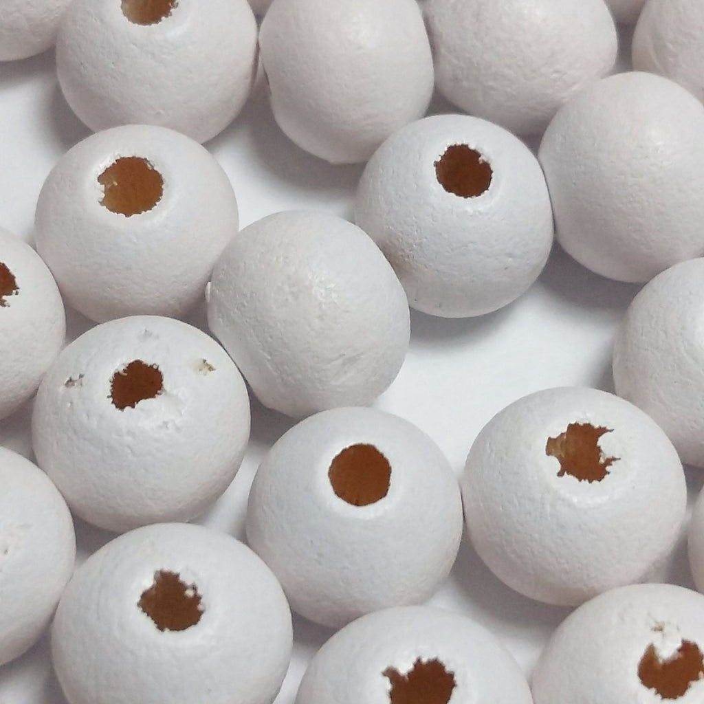 White Dyed Wooden Round 8x7mm - 100pcs