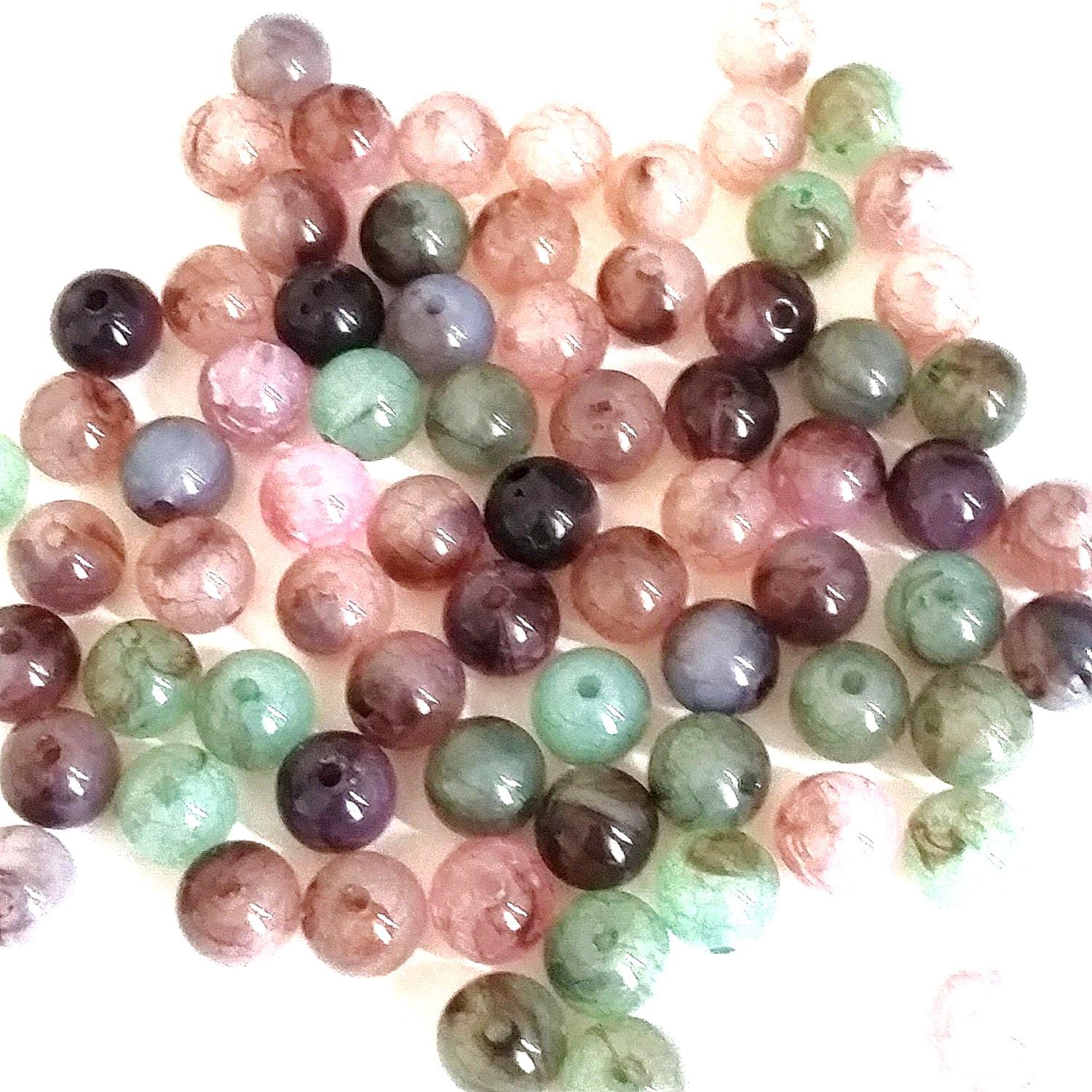 Pink, Green & Purple Acrylic Mottled 10mm - 25pcs
