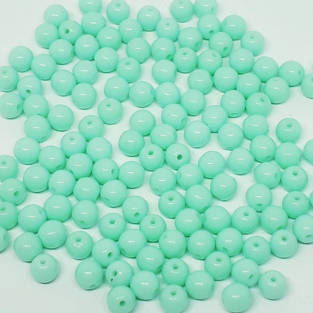 Mint Green Czech Glass Round Druk 4mm - 60pcs