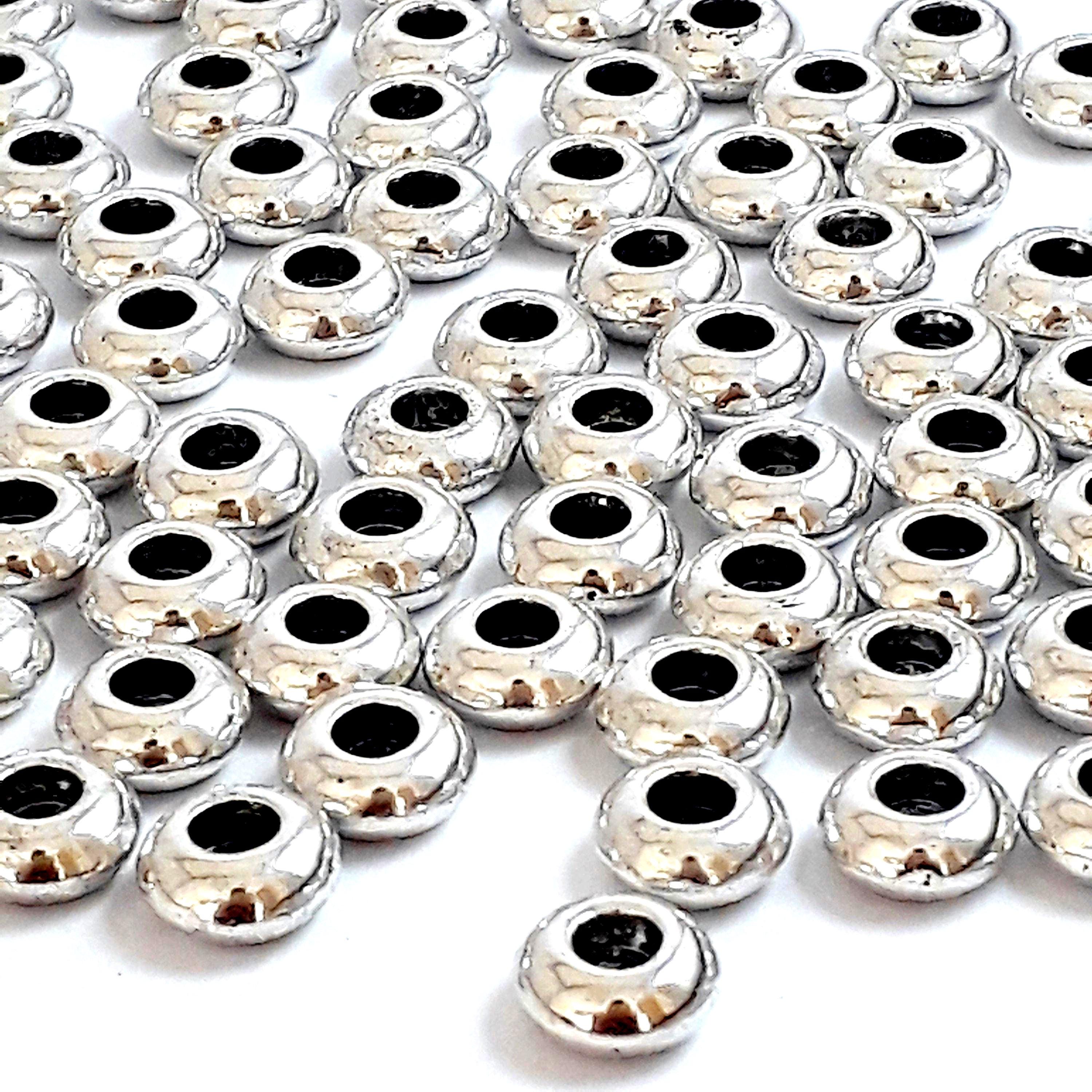Smooth Donut Spacer Antique Silver 8x4mm - 20pcs