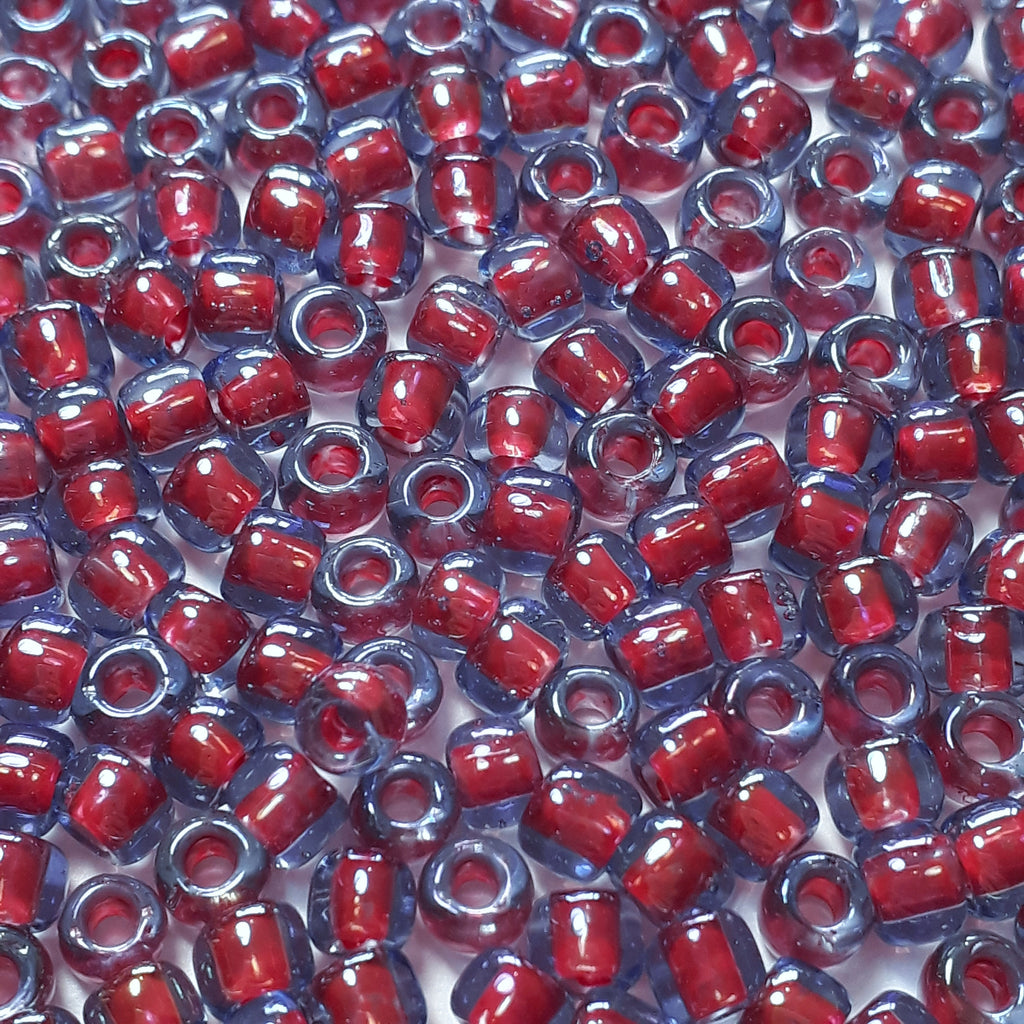 Light Sapphire / Hyacinth Red-Lined TOHO Seed Glass 6/0 - 10g
