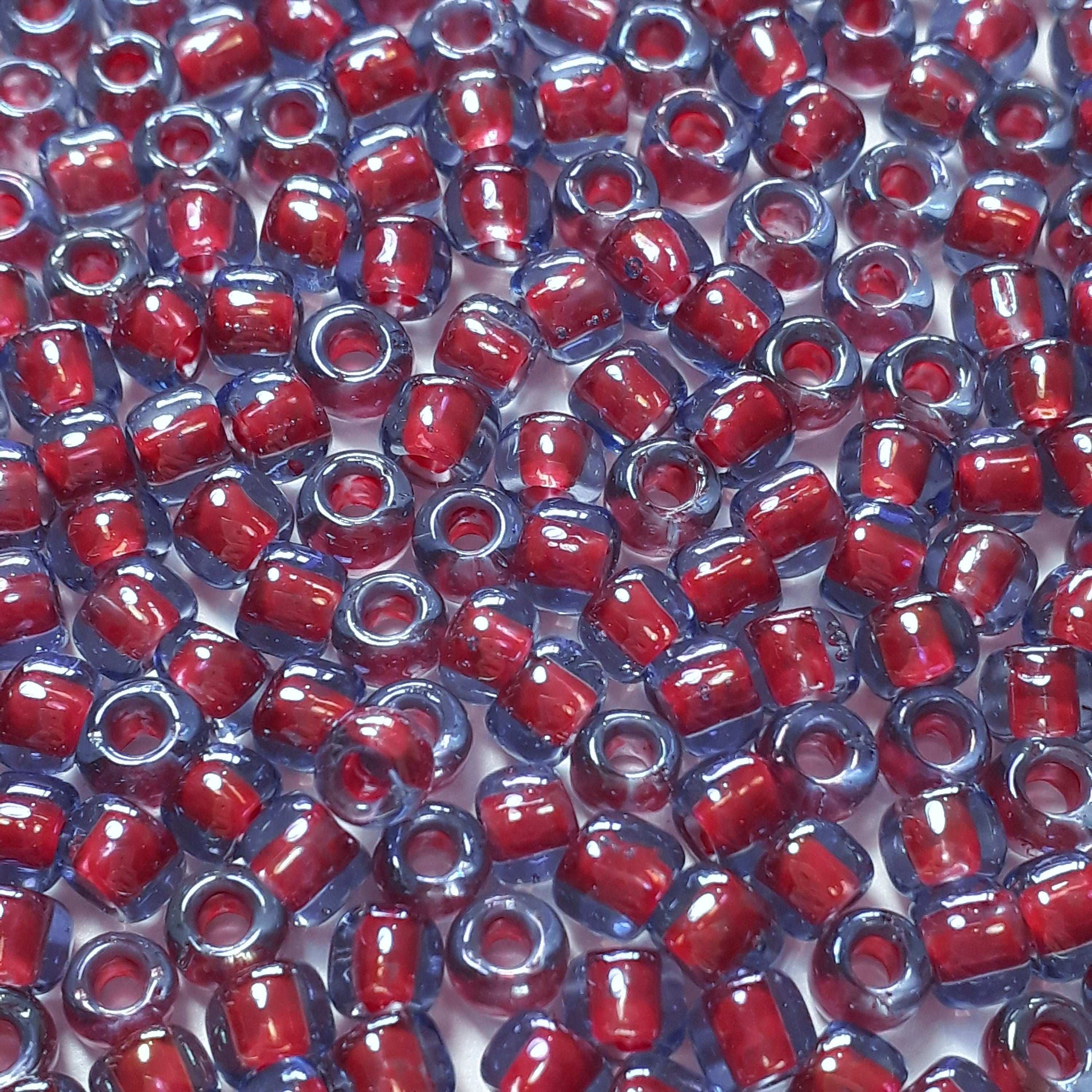 Light Sapphire / Hyacinth Red-Lined TOHO Seed Glass 6/0 - 10g