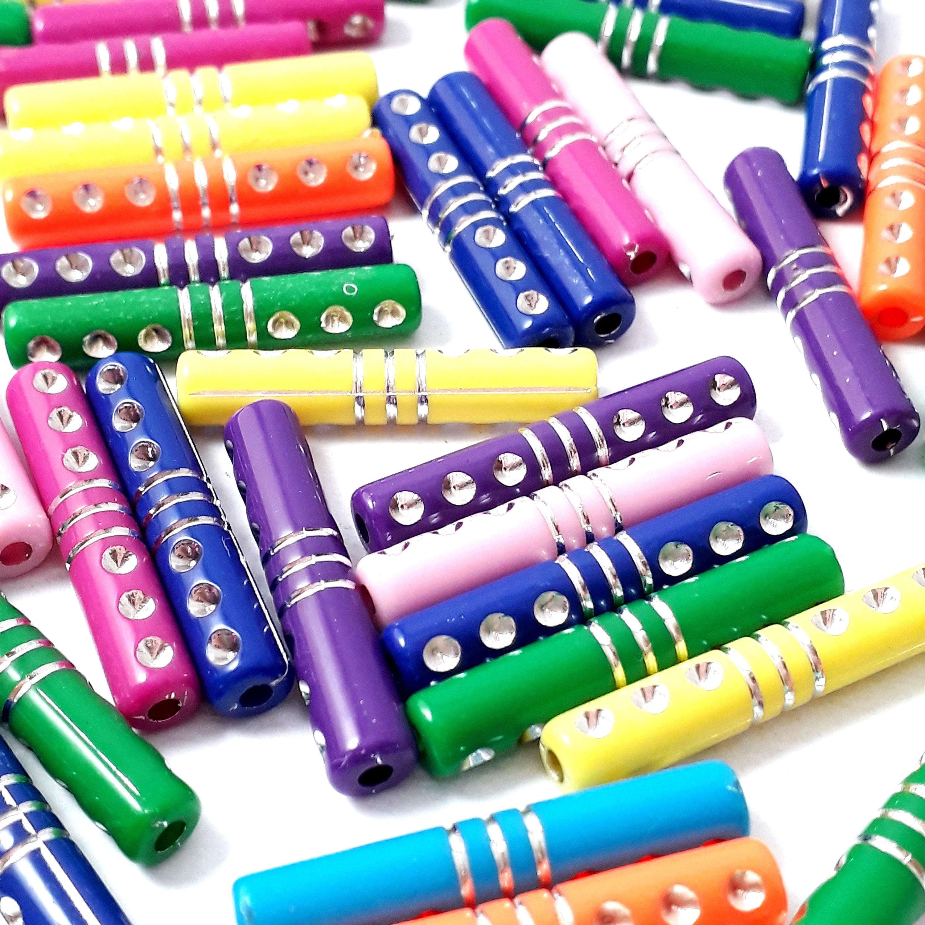 Silver Pattern Acrylic Tube 27x5mm - 50pcs