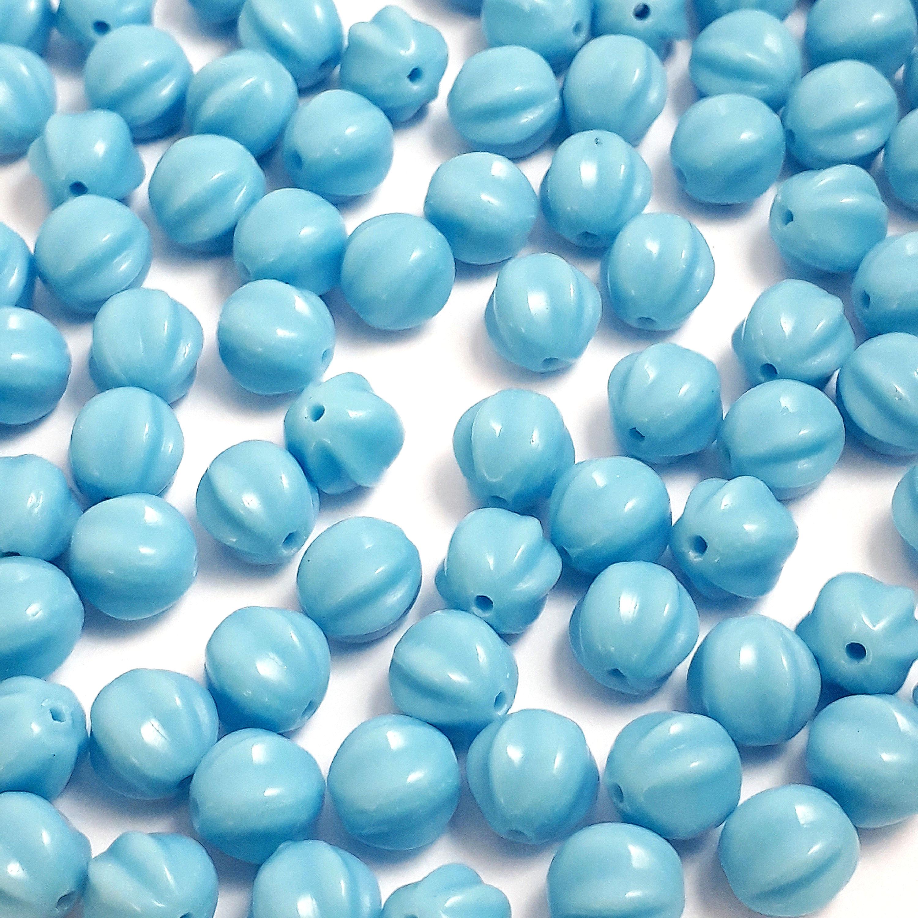 Light Blue Fluted Czech Glass 5mm - 30pcs