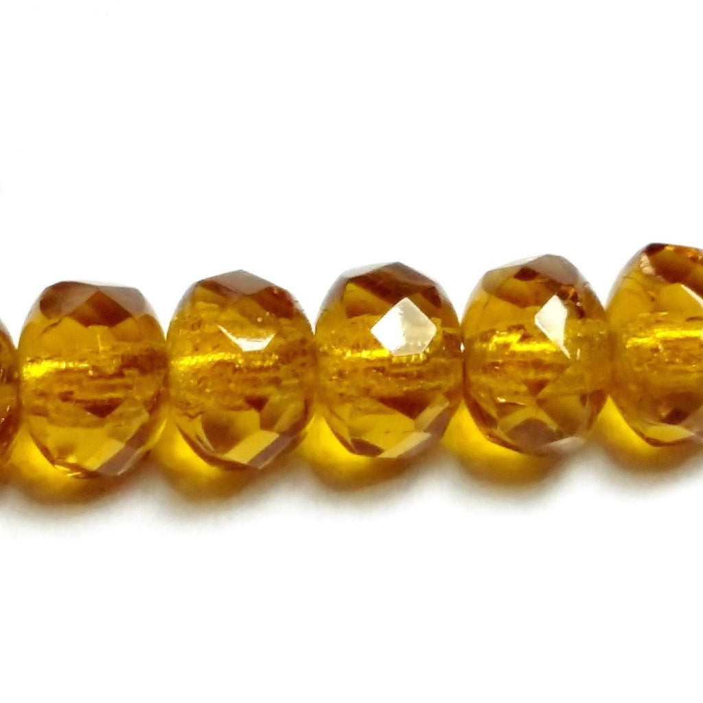 Harvest Gold Czech Glass Faceted Rondelle 5x3mm - 40pcs